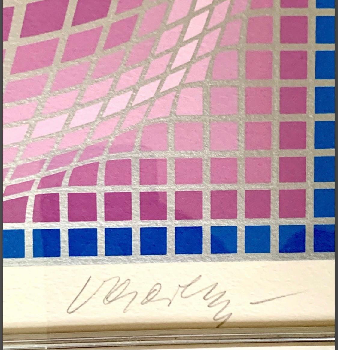 American Victor Vasarely Pencil Signed and Numbered Silk Serigraph