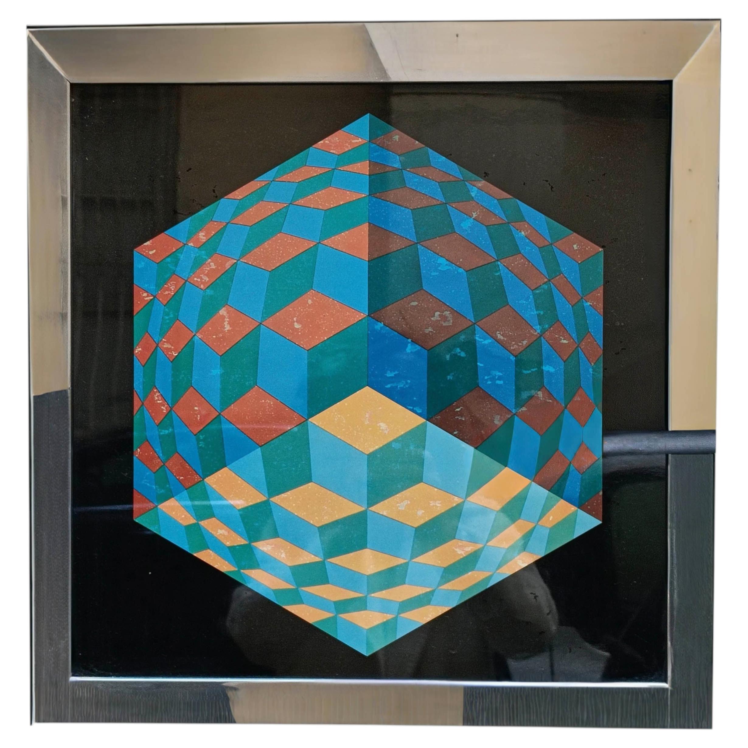 Victor Vasarely for Éditions du Griffon Silkscreen print "HAT-VI" , Switzerland 1970s For Sale