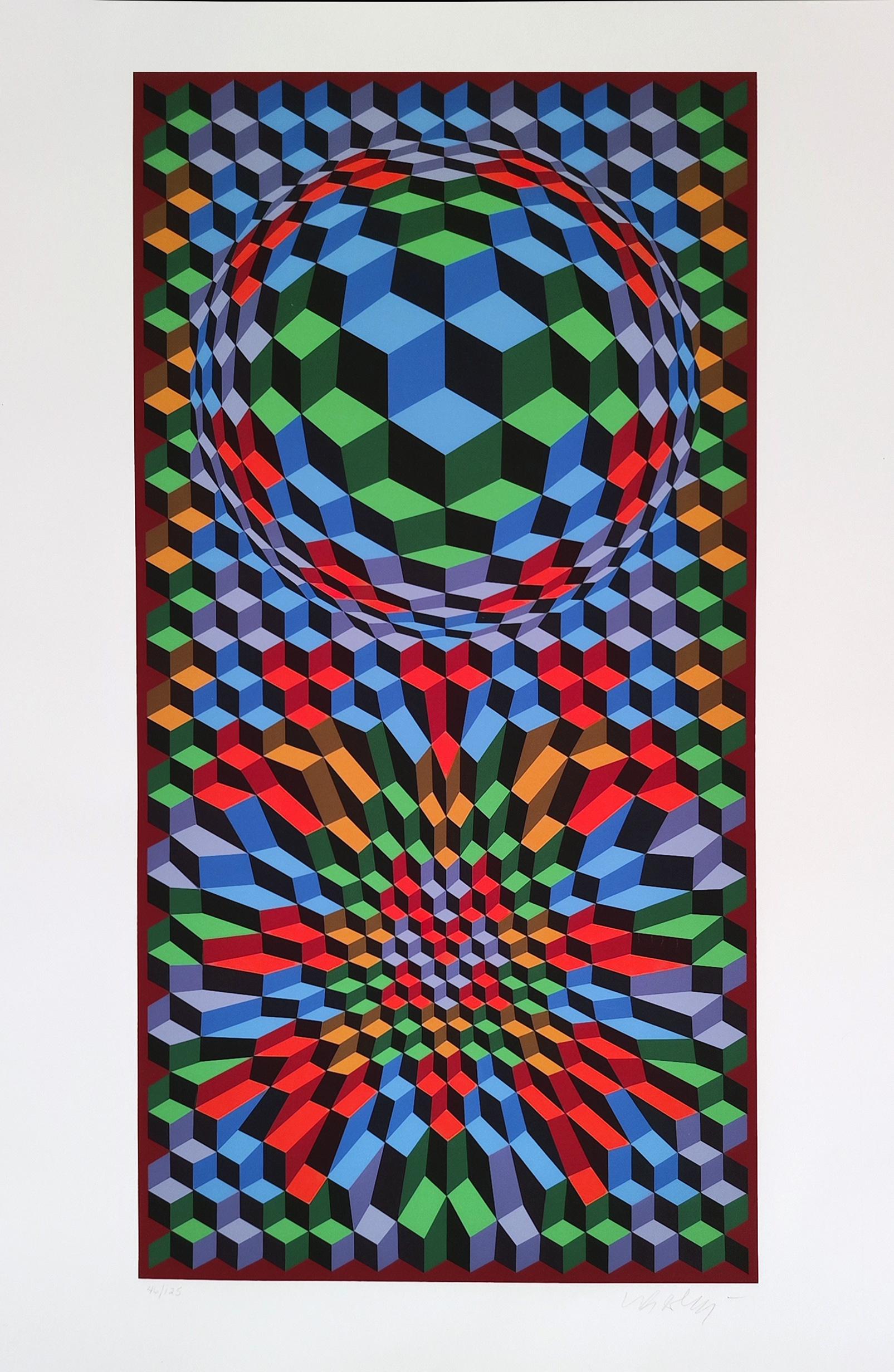 Aix-MC - Print by Victor Vasarely