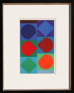 Vintage Beryll, Geometric Abstract Lithograph by Victor Vasarely
