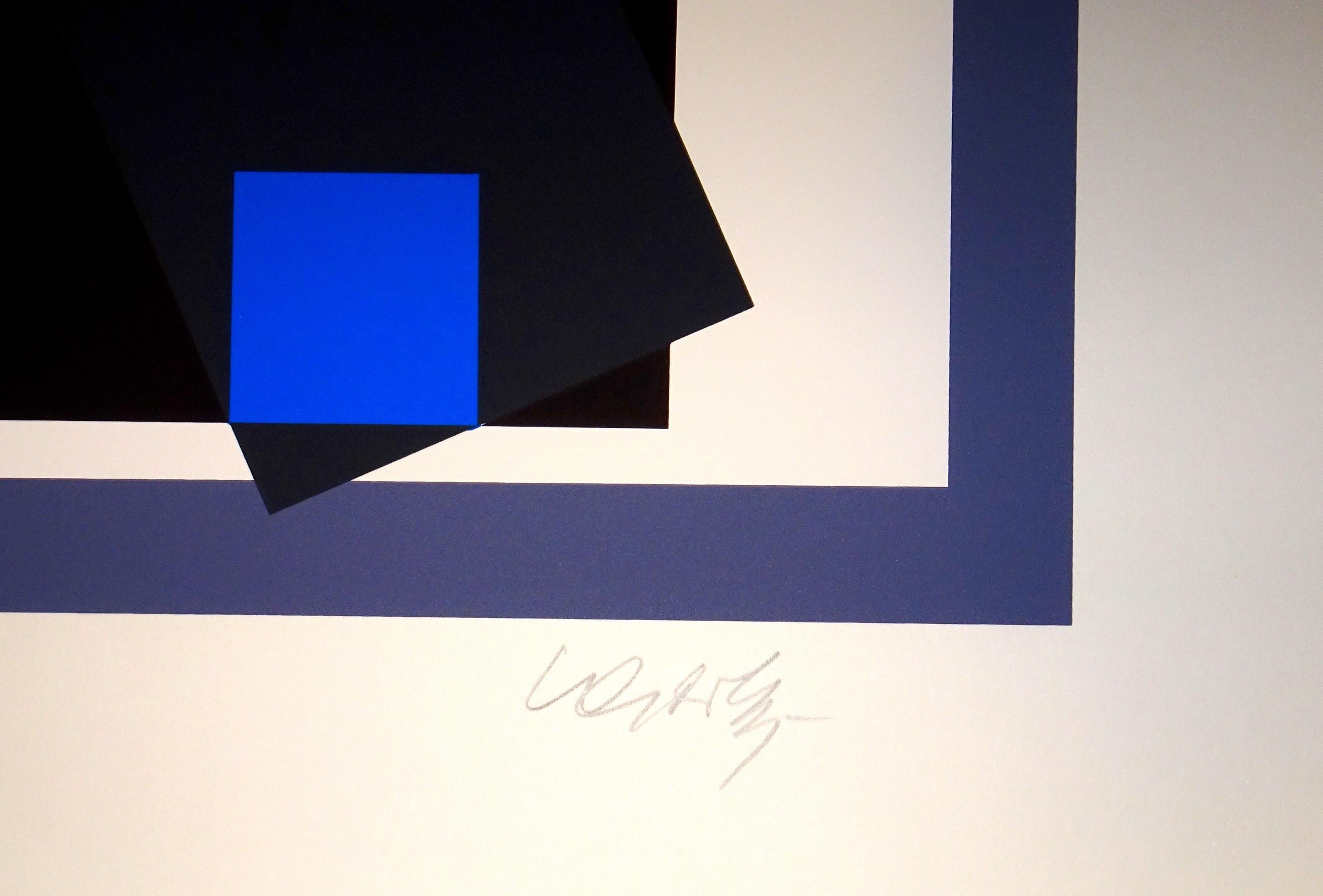 Black And Blue Composition - 1980s - Victor Vasarely - Serigraph - Contemporary 2