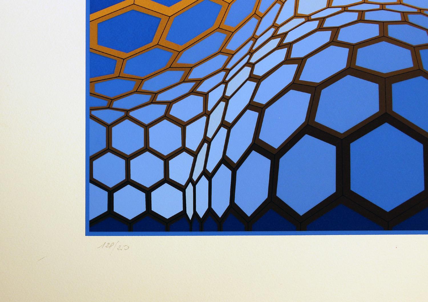 Blue  - Op Art Print by Victor Vasarely