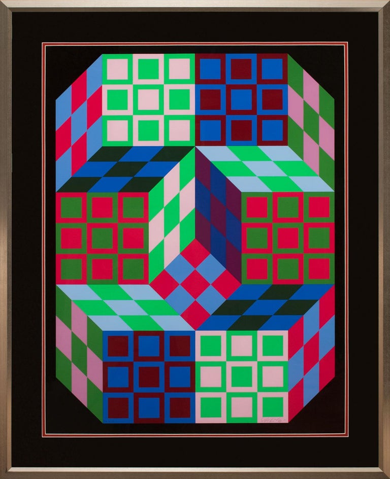 Victor Vasarely Cardan Framed Limited Edition Hand Signed Op Art Serigraph By Victor Vasarely At 1stdibs