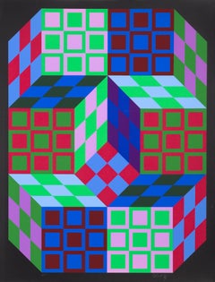 Carden, OP-Kunst-Siebdruck von Vasarely