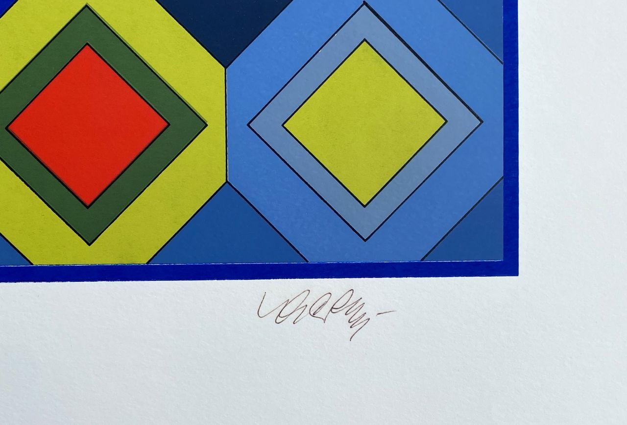 Victor VASARELY
Cinetic Composition

Screen print
Handsigned in pen by the artist
Numbered in pencil on /100 copies
On vellum size 49 x 69 cm (c. 19 x 27 in)
Very good condition (only some light defects in subject, see last picture)