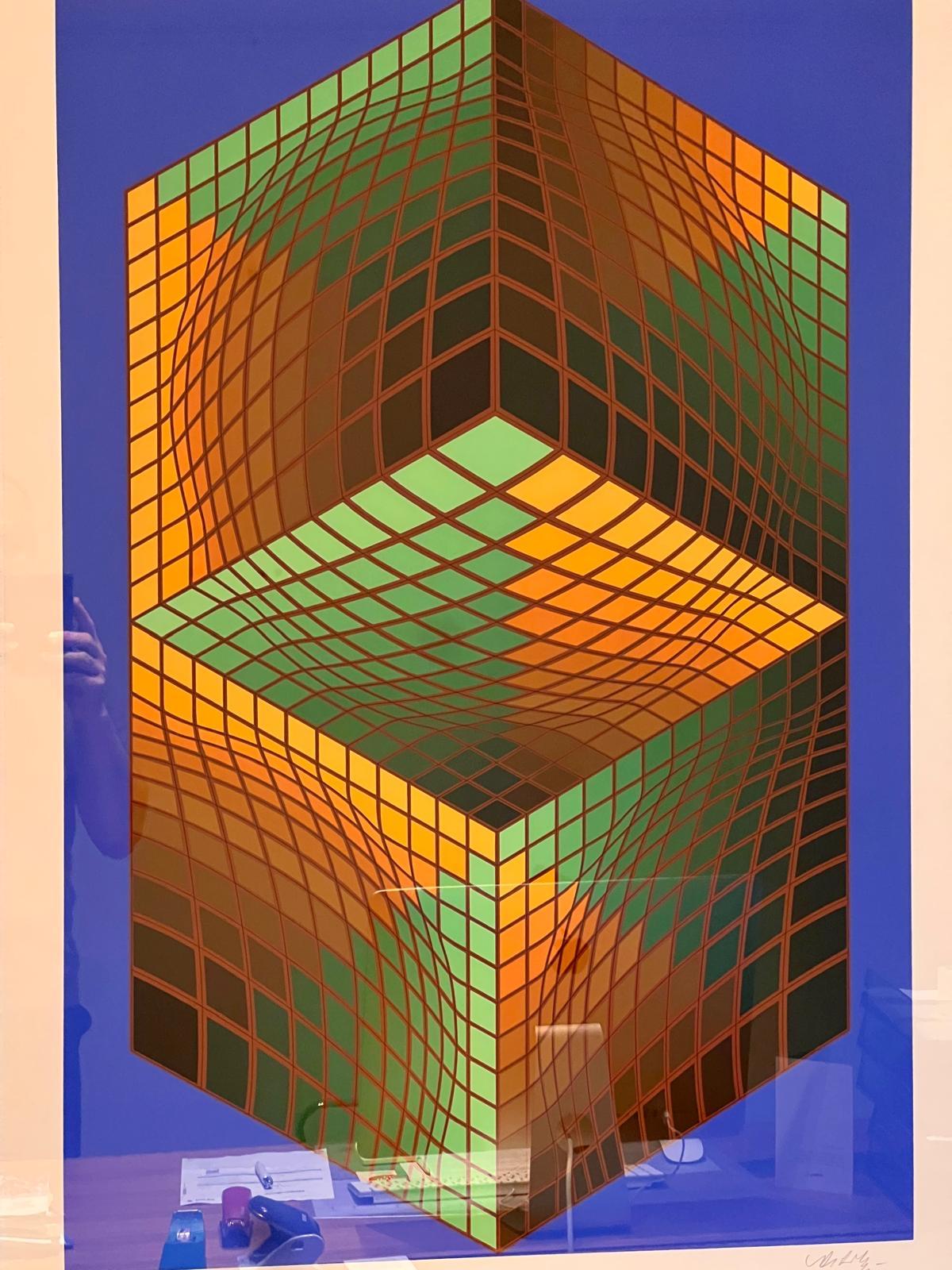 Victor Vasarely Figurative Print - Colourful serigraph called Genum by op-art artist Vasarely
