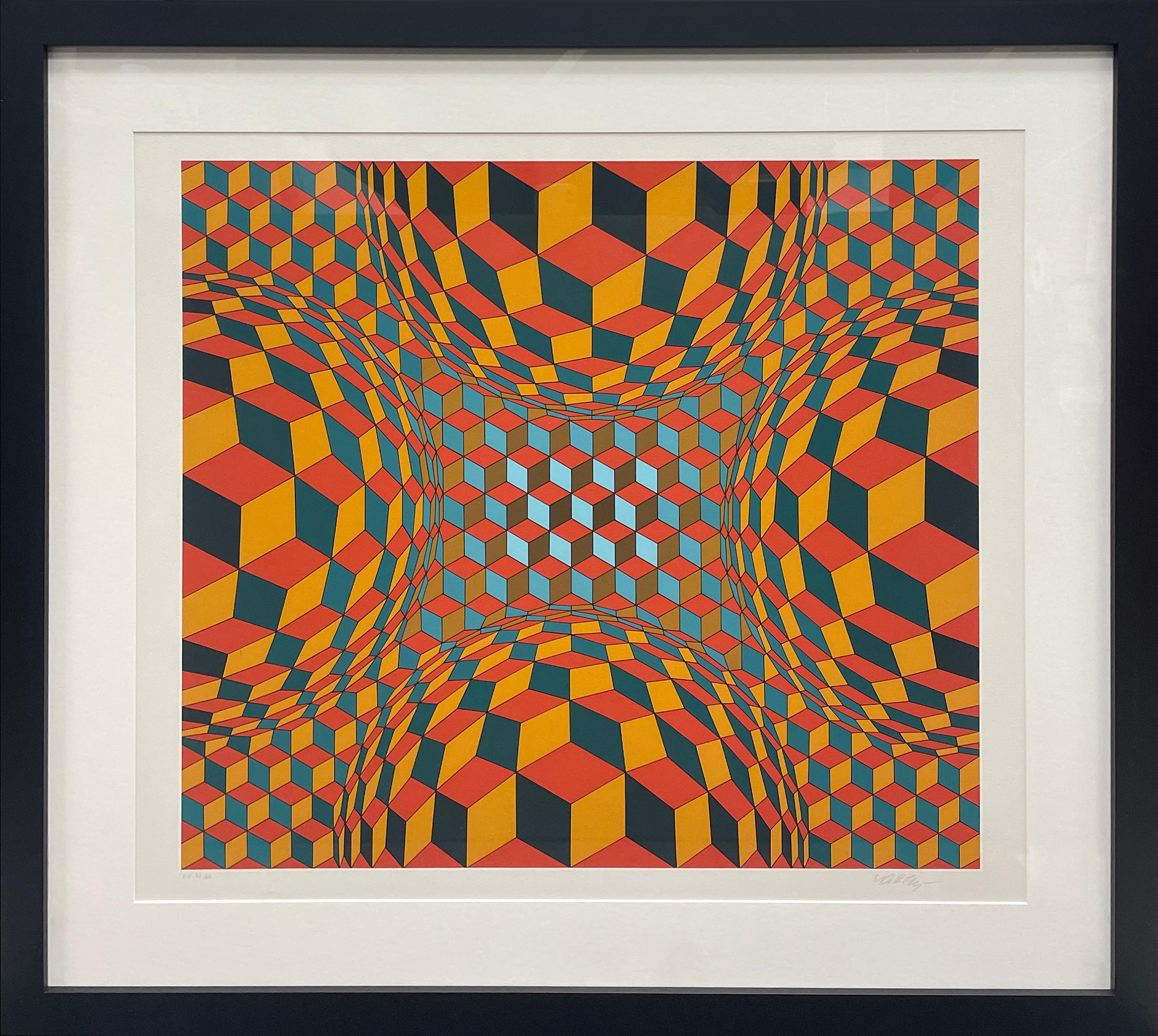 Abstract Print Victor Vasarely - "Composition Cinétique