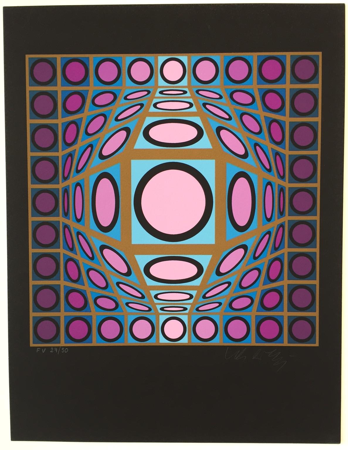 Victor Vasarely Abstract Print - Composition Microcosmos IV