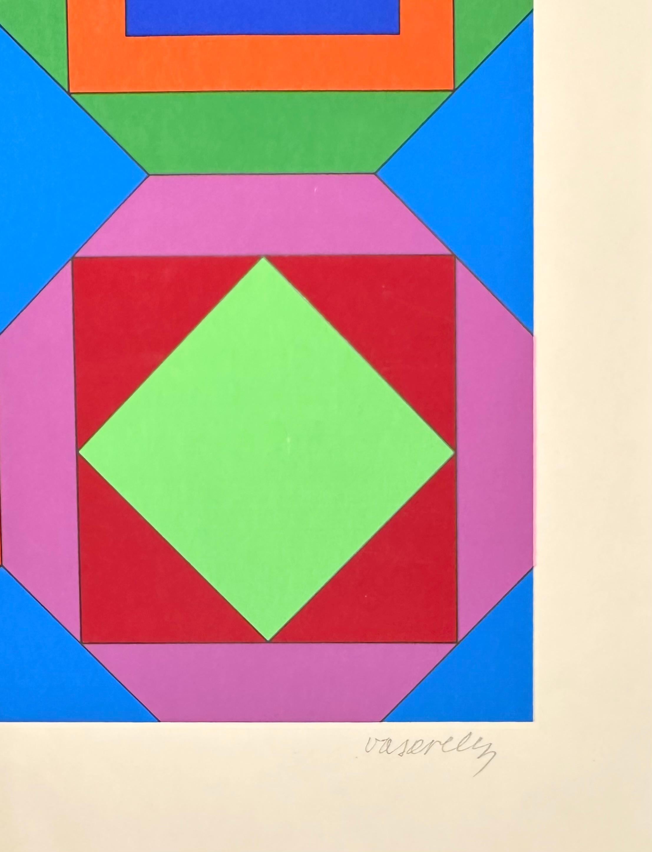 Victor Vasarely, Composition, hand-signed silkscreen print. For Sale 2