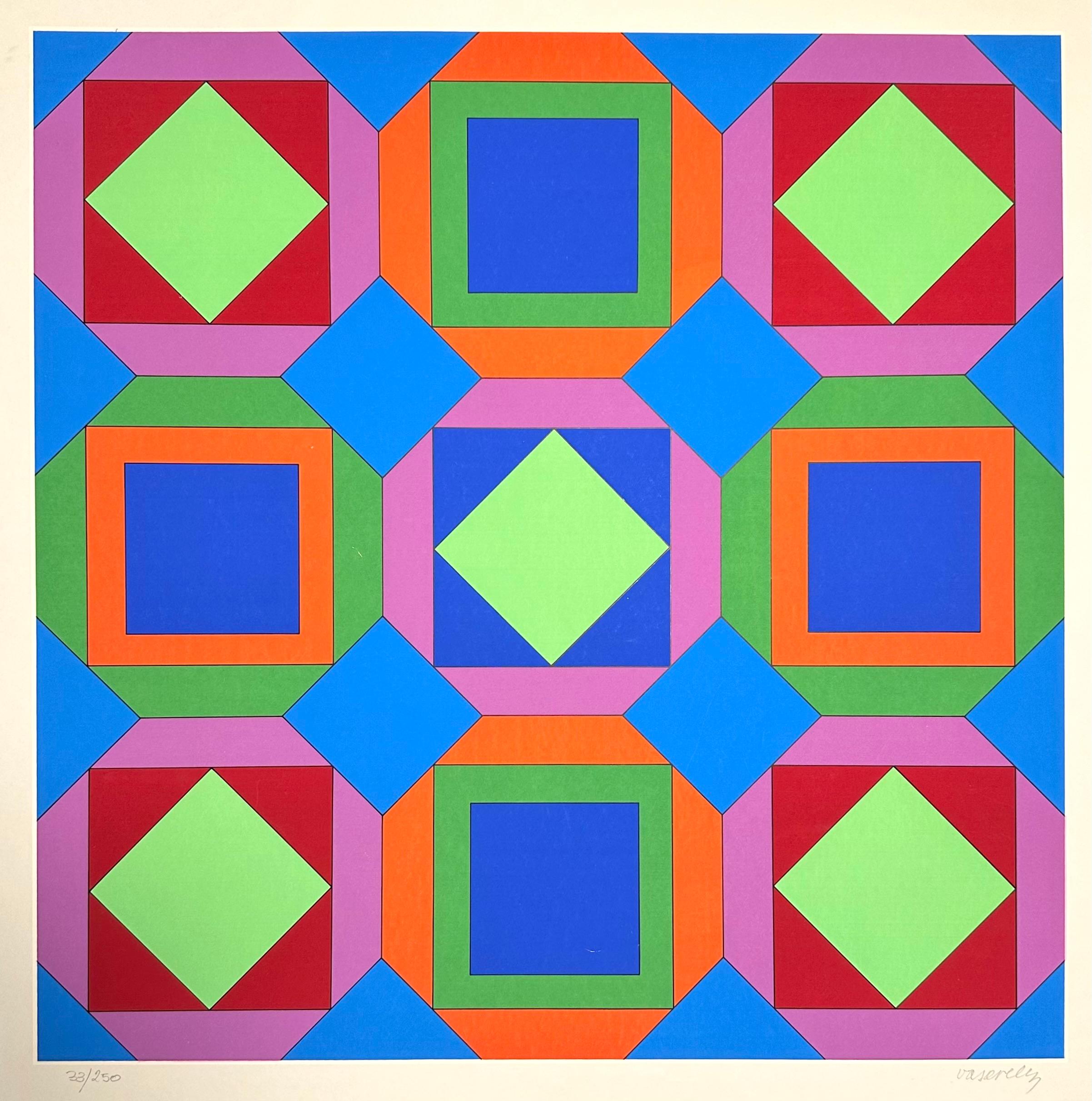 Victor Vasarely, Composition, serigrafia firmata a mano.
