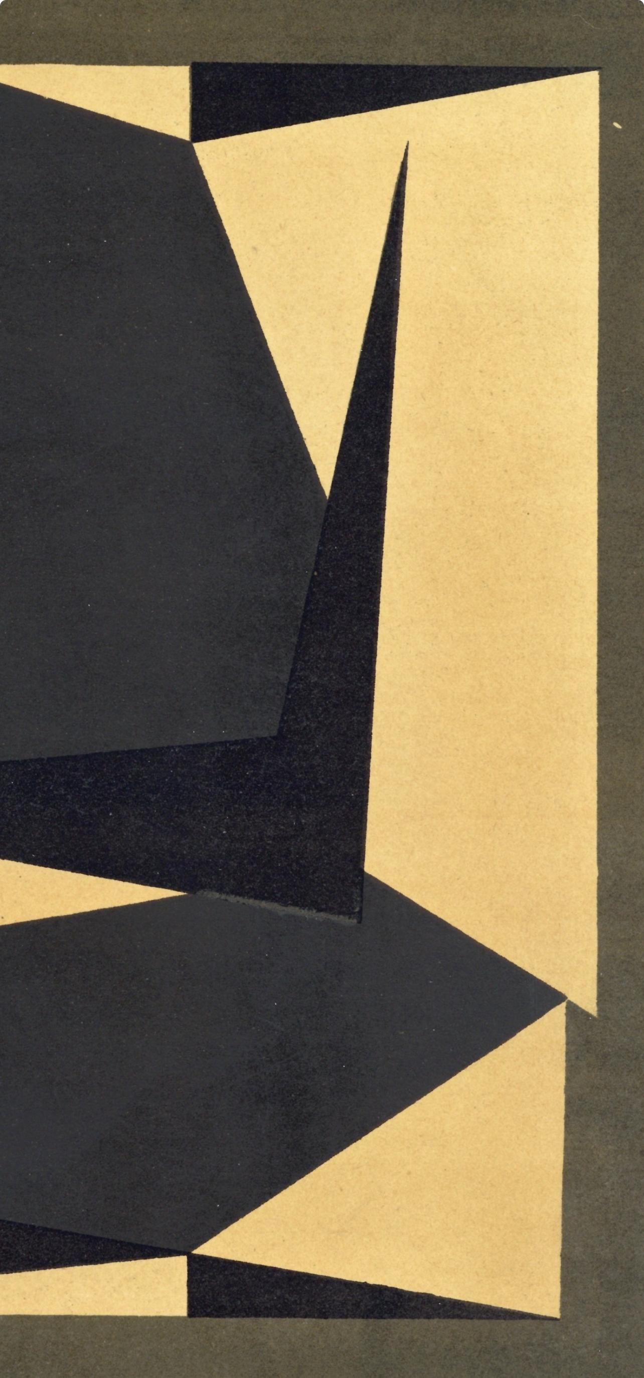 Projet de tapisserie, Société internationale d'art XXe siècle - Black Landscape Print by Victor Vasarely