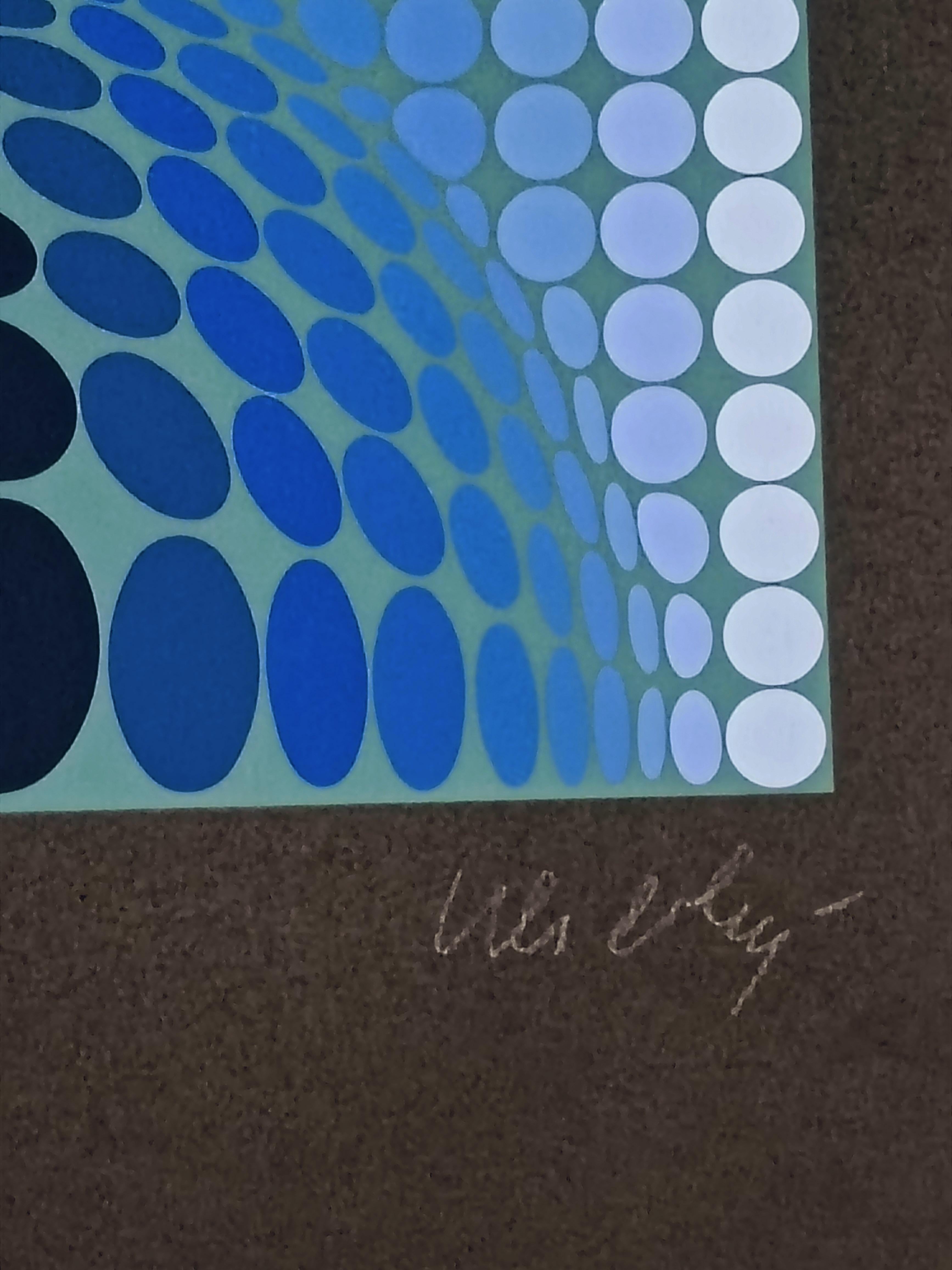 Composizione Ottica in Blu, Victor Vasarely, firmata e numerata 114 di 175 1