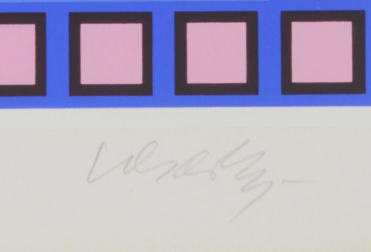 Cosca II “VP 100”
Screen print, 1982
Signed and numbered by the artist (see photo of signature)
Edition: 325 plus 65 Vasarely Foundation (127/325)
Editor: no editor/publisher is provided by Benavides, the author of the catalog raisonne
Reference: