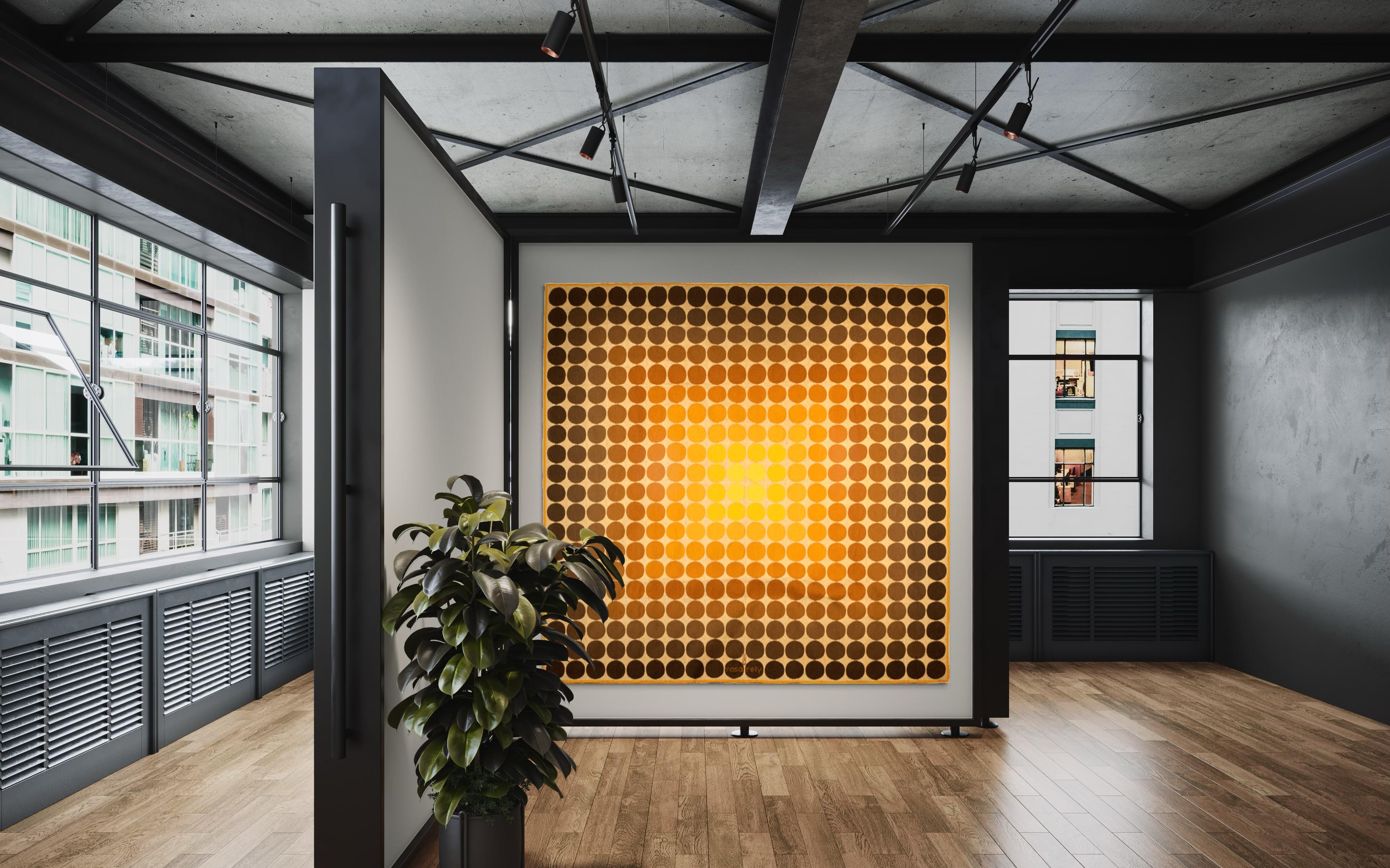 C.T.A 102 Op-Art tapestry - Brown Abstract Print by Victor Vasarely