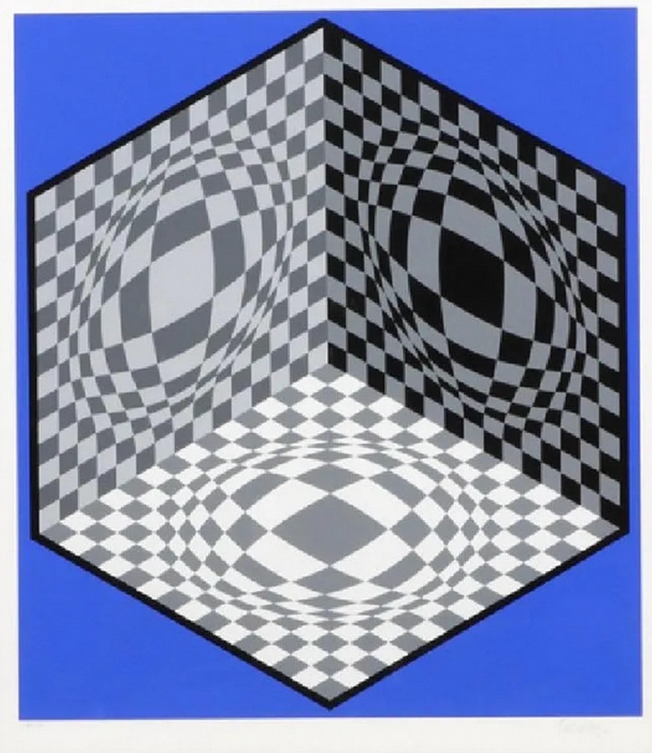Cubic Relationship (Op Art, Kinetic Composition)  - Print by Victor Vasarely