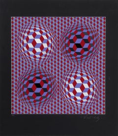 Deimos Black, OP Art Silkscreen by Victor Vasarely
