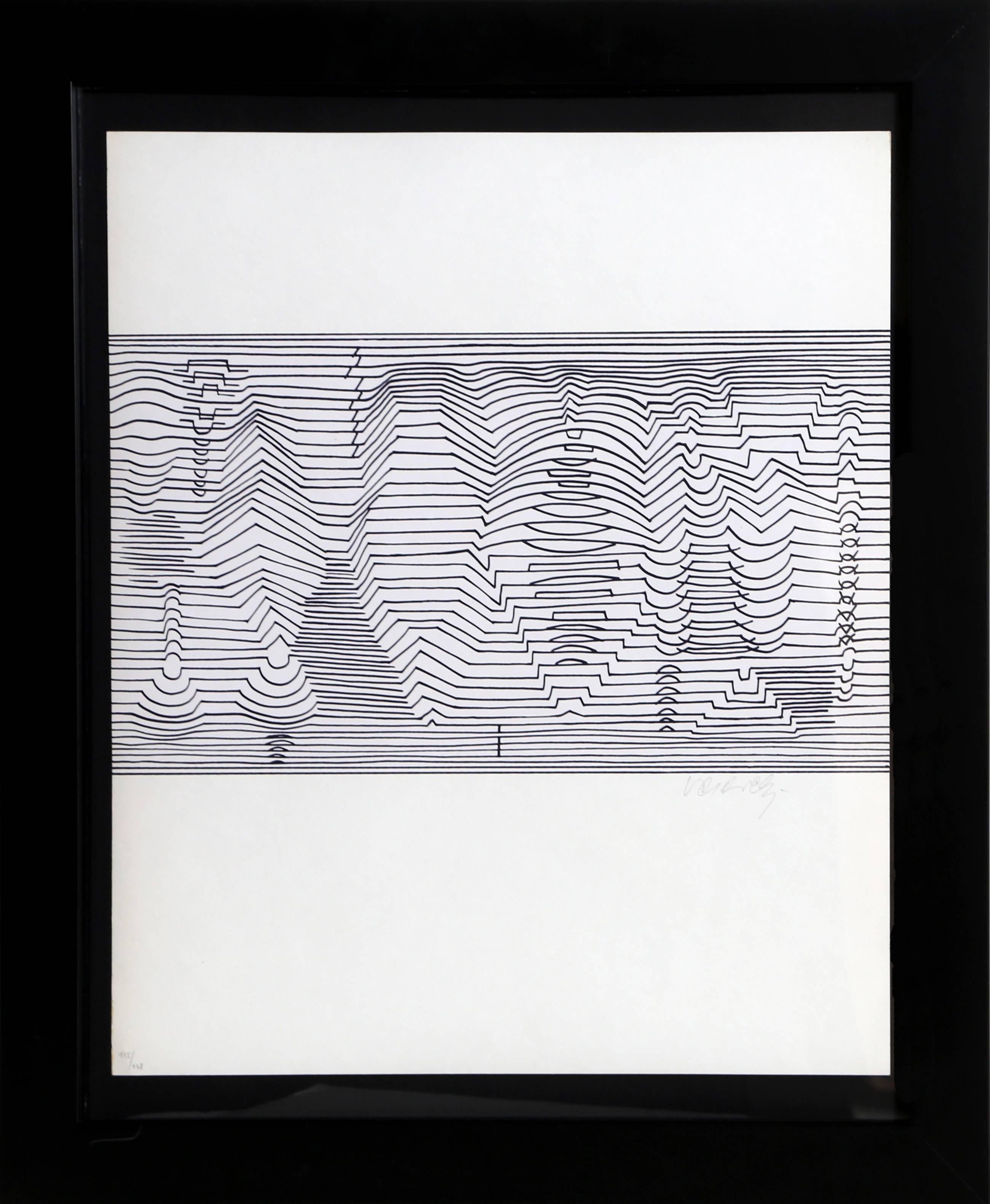 Victor Vasarely Abstract Print - Descartes from Naissances, plate 9