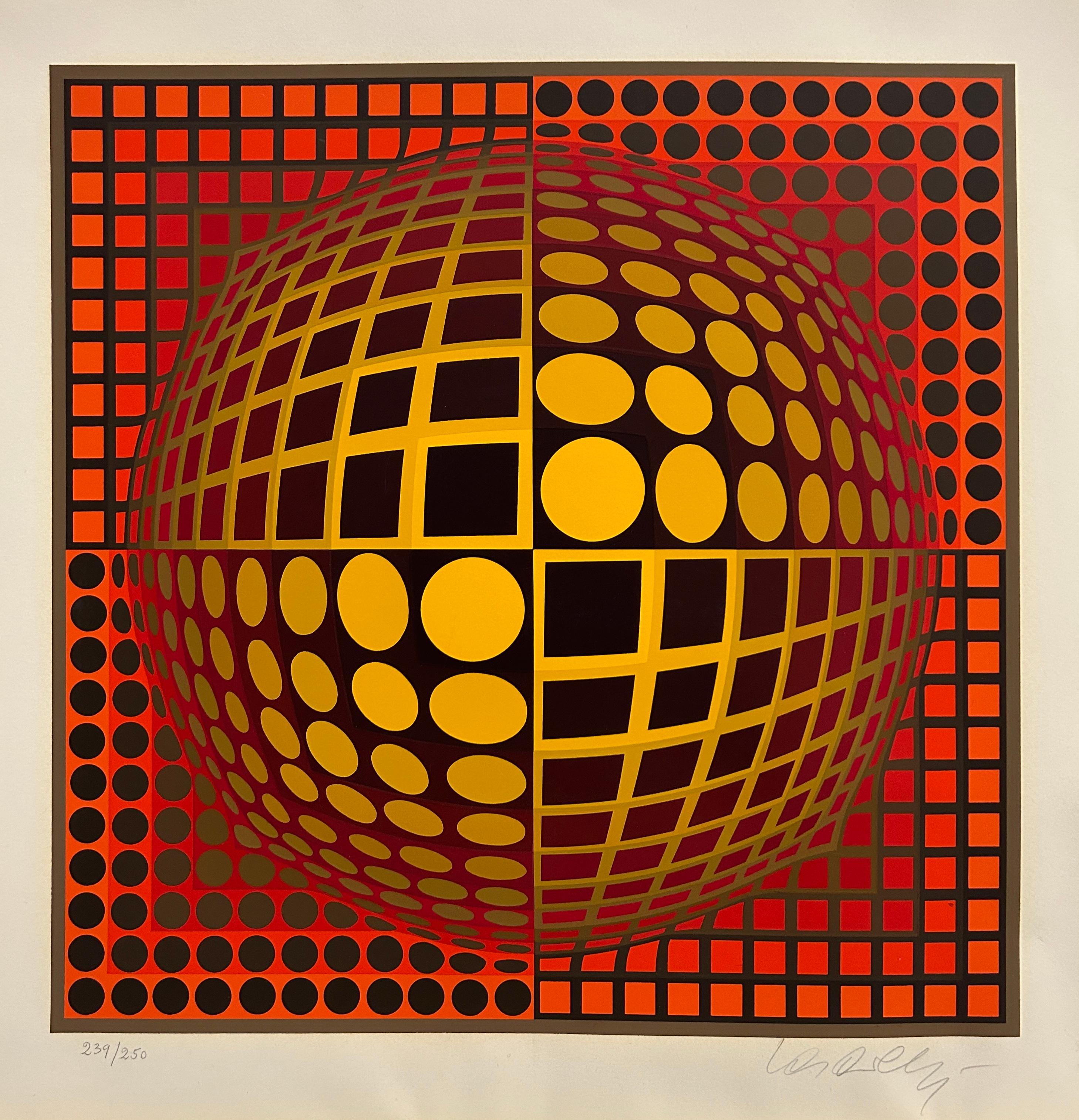 Abstract Print Victor Vasarely - Domo