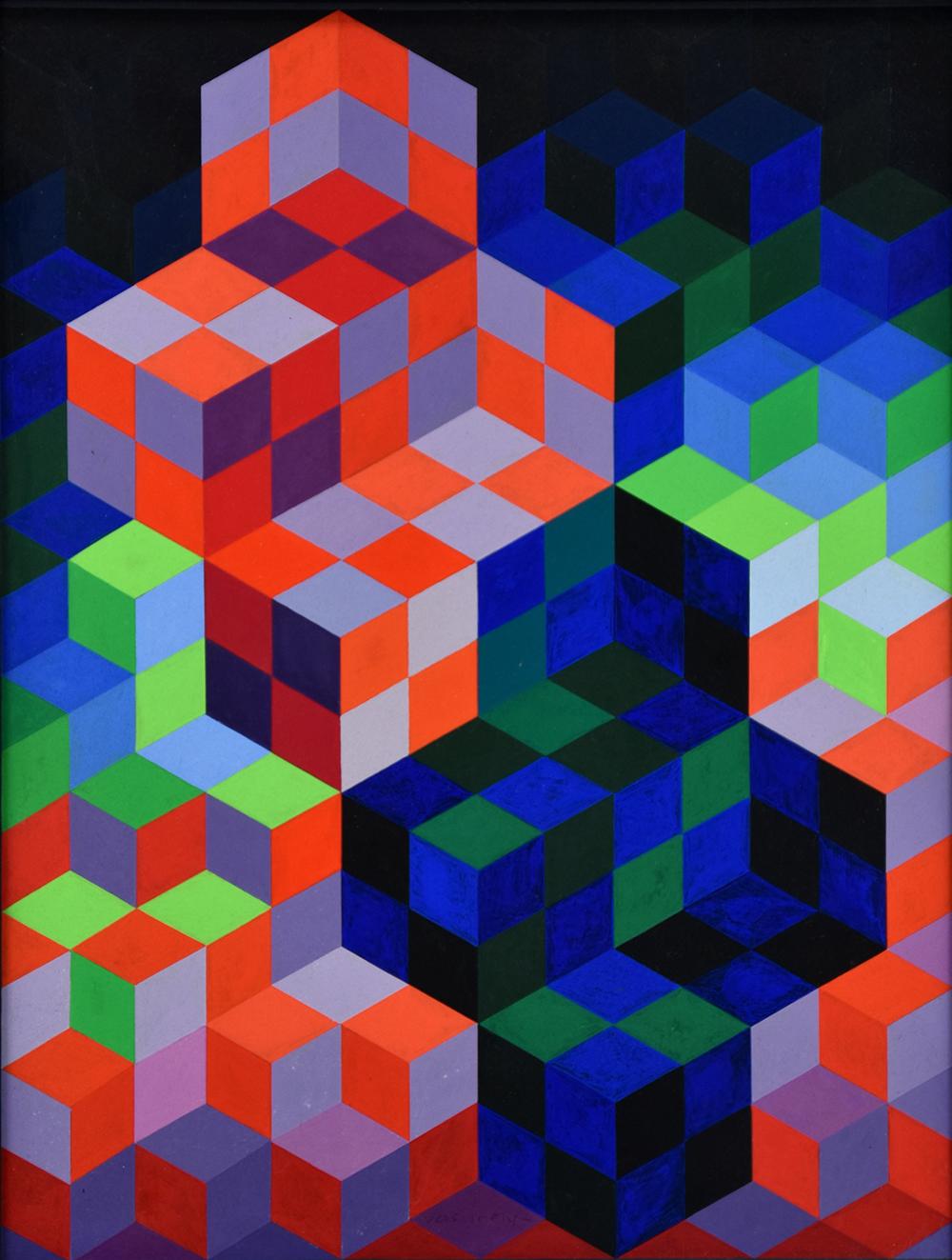 Victor Vasarely Abstract Painting - Duo-2, 1967