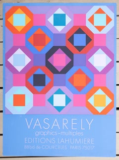 "Editions Lahumiere 88 bd. de Courceles" 1974 Vintage Op Art Lithograph Colorful