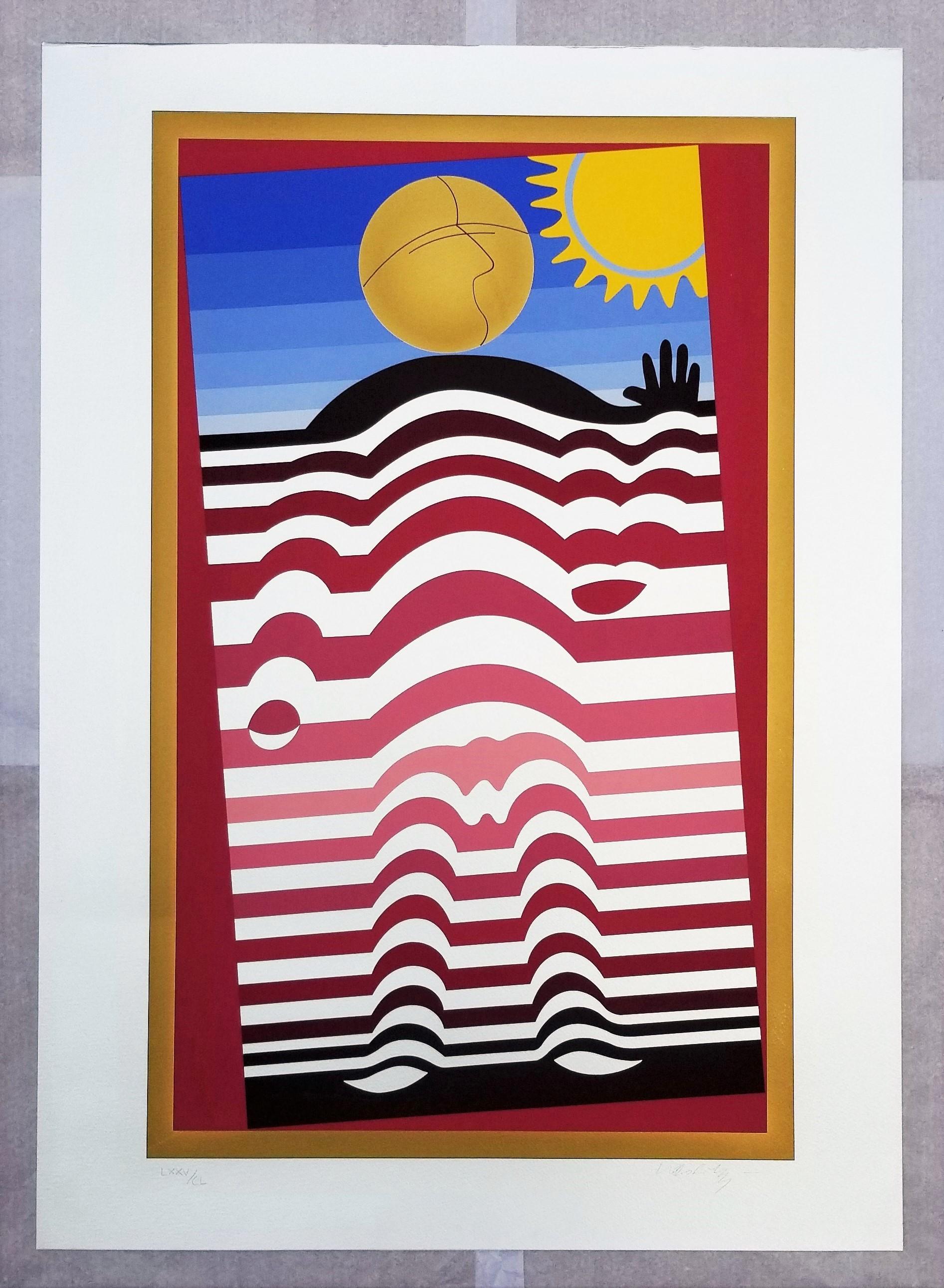 E.T. (Fond Argent) /// Abstract Geometric Op Art Victor Vasarely Screenprint Art For Sale 1