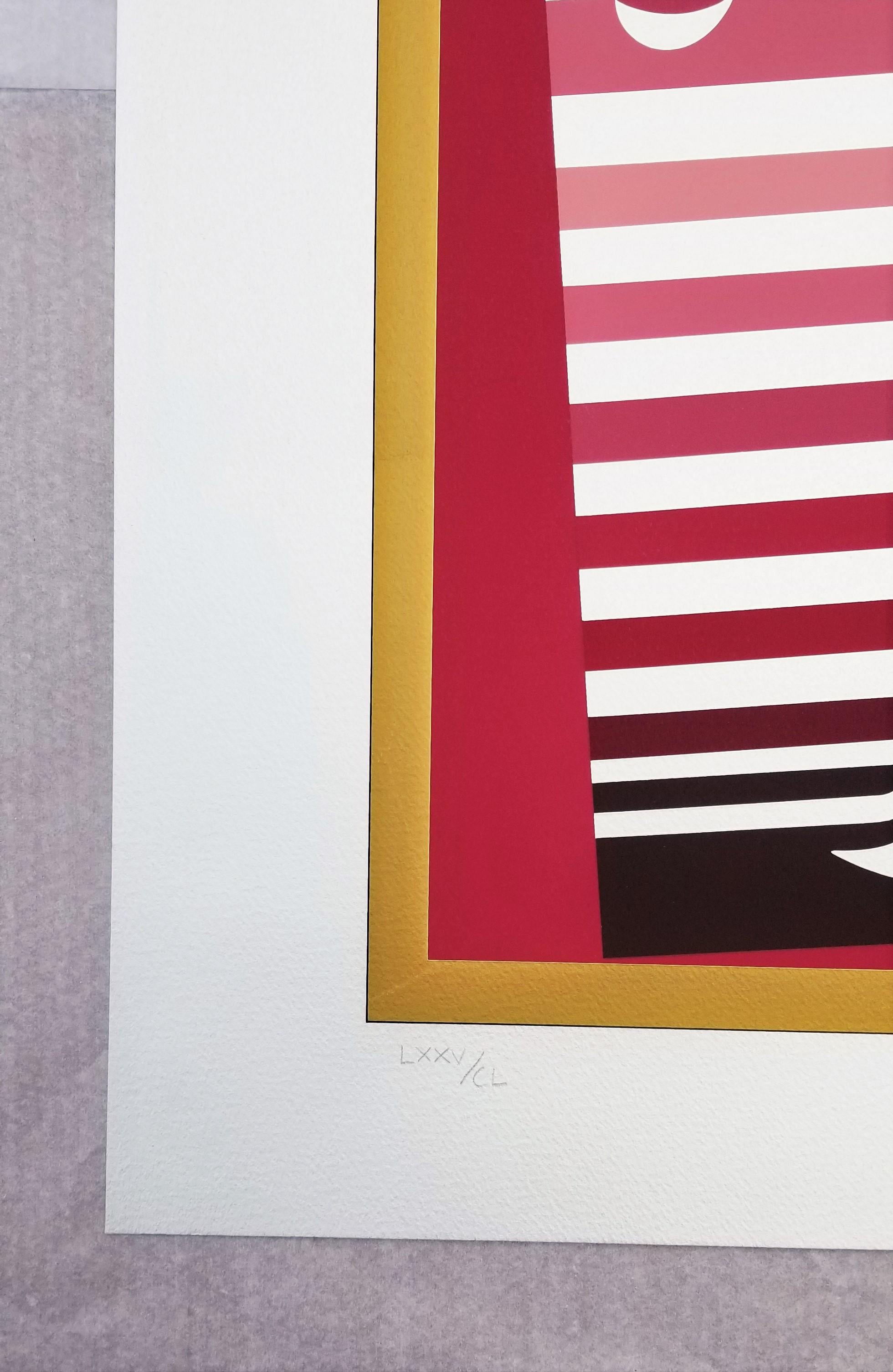 E.T. (Fond Argent) /// Abstract Geometric Op Art Victor Vasarely Screenprint Art For Sale 2