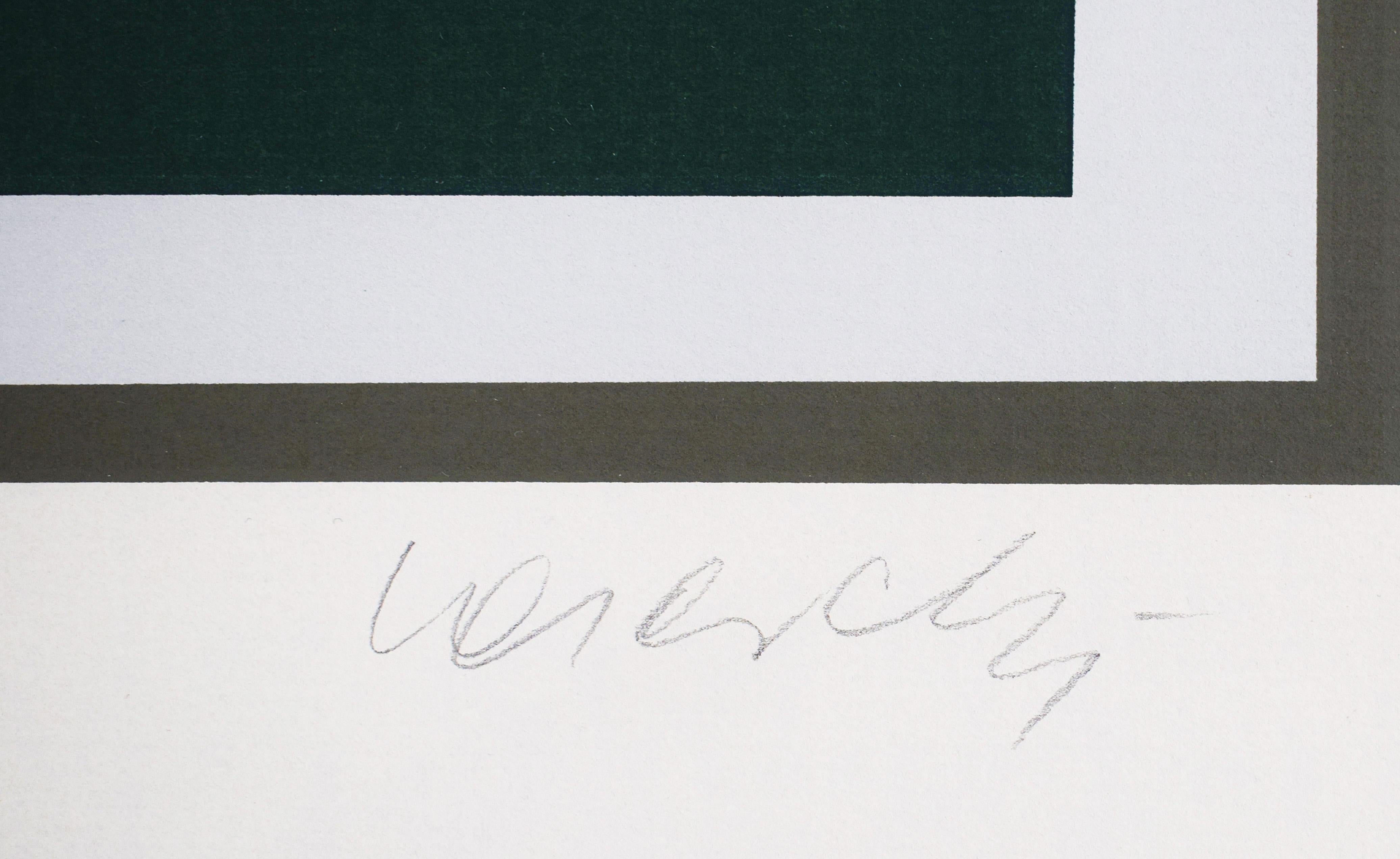 Ezinor (Crystal): The Discourse on Method - Op Art Illusion Hungarian Descartes - Black Abstract Print by Victor Vasarely