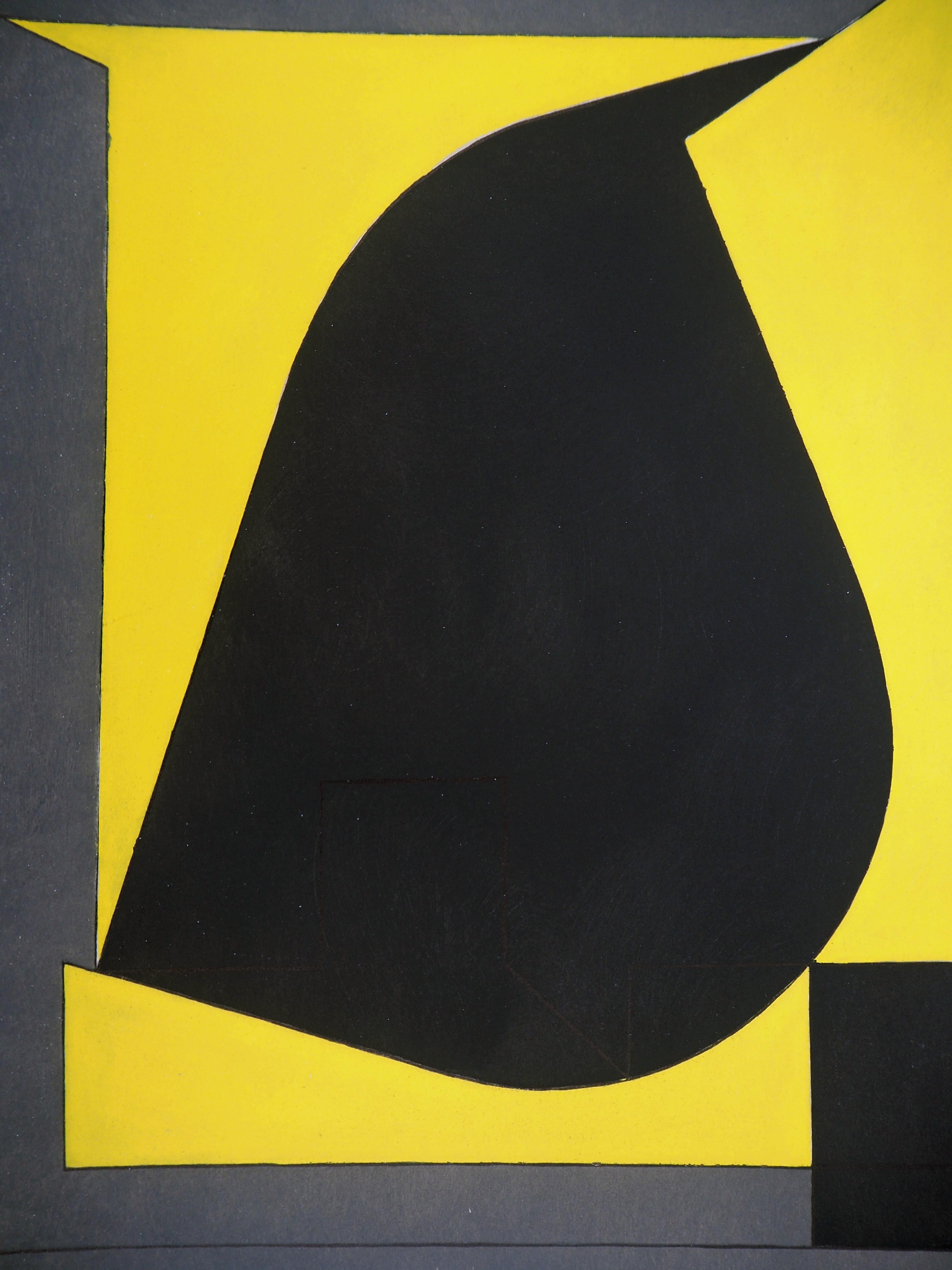 Composition géométrique - Lithographie et pochoir, 1958 - Print de Victor Vasarely