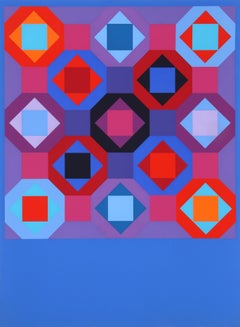 Geometric silkscreen poster by Victor Vasarely 1975