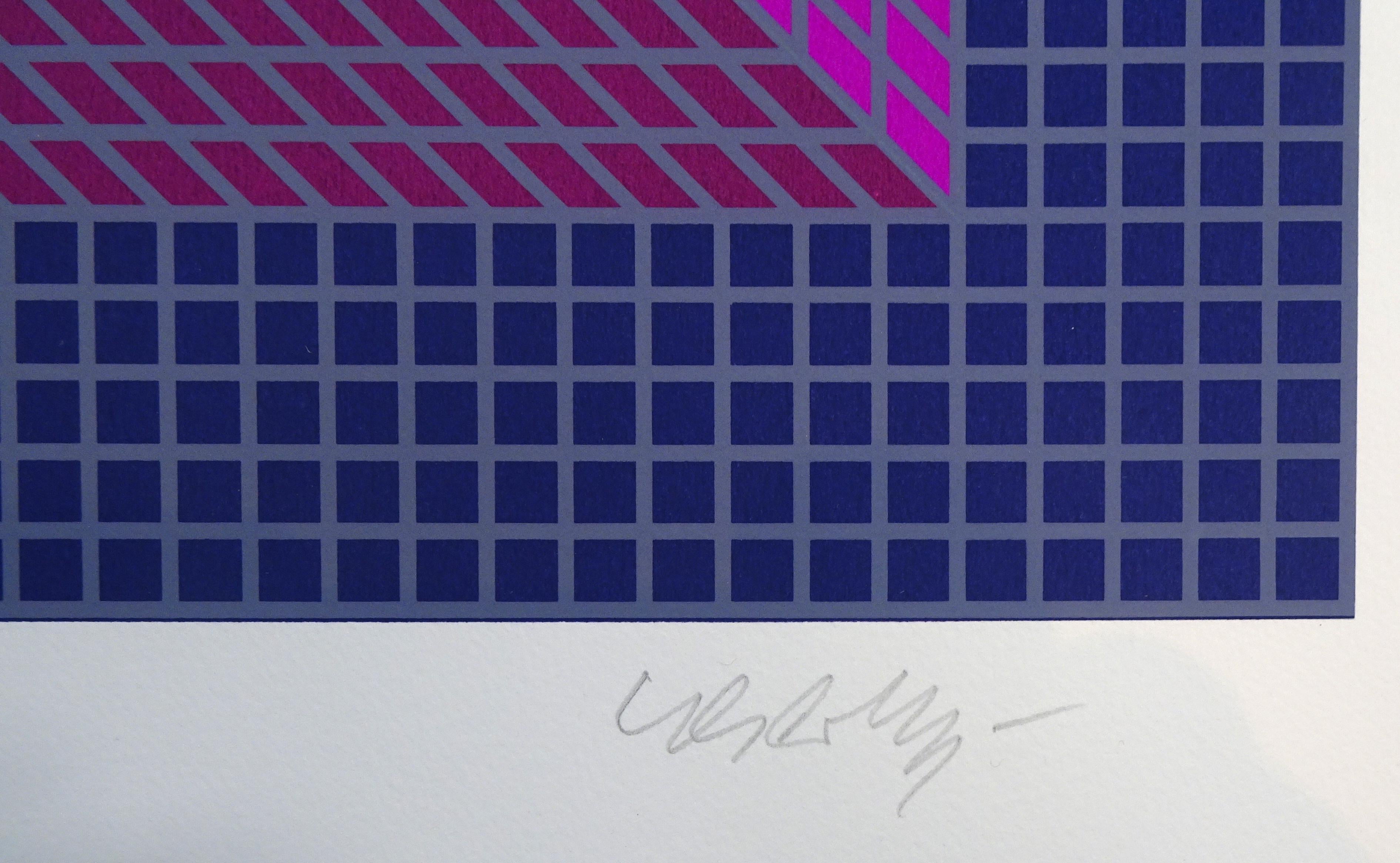 Geometrische Komposition - Violet - Victor Vasarely - Serigraph - Contemporary 1
