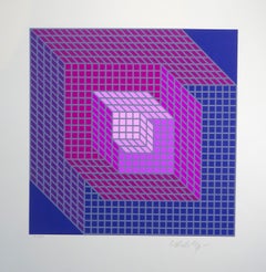 Geometrische Komposition - Violet - Victor Vasarely - Serigraph - Contemporary