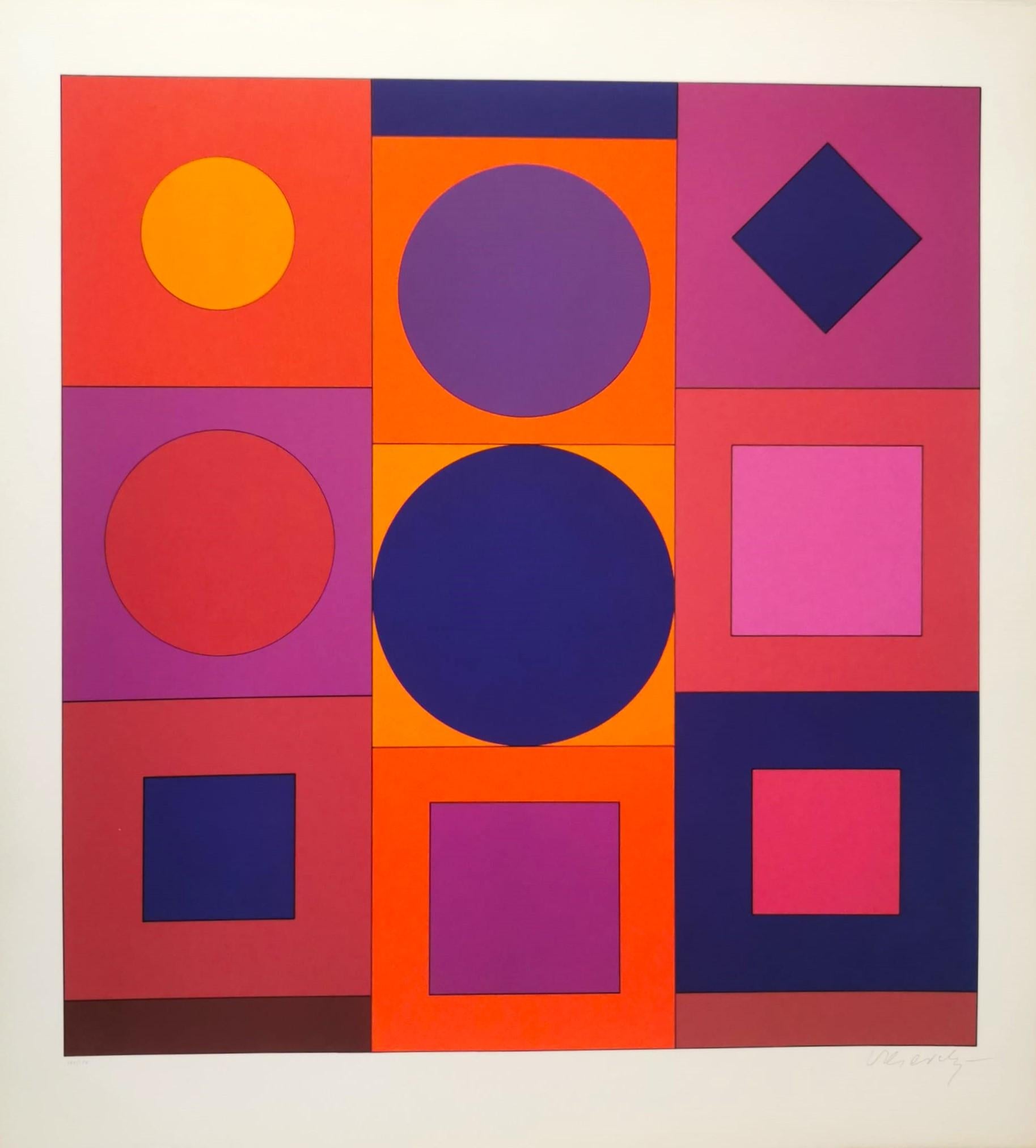 Victor Vasarely Abstract Print - Granat