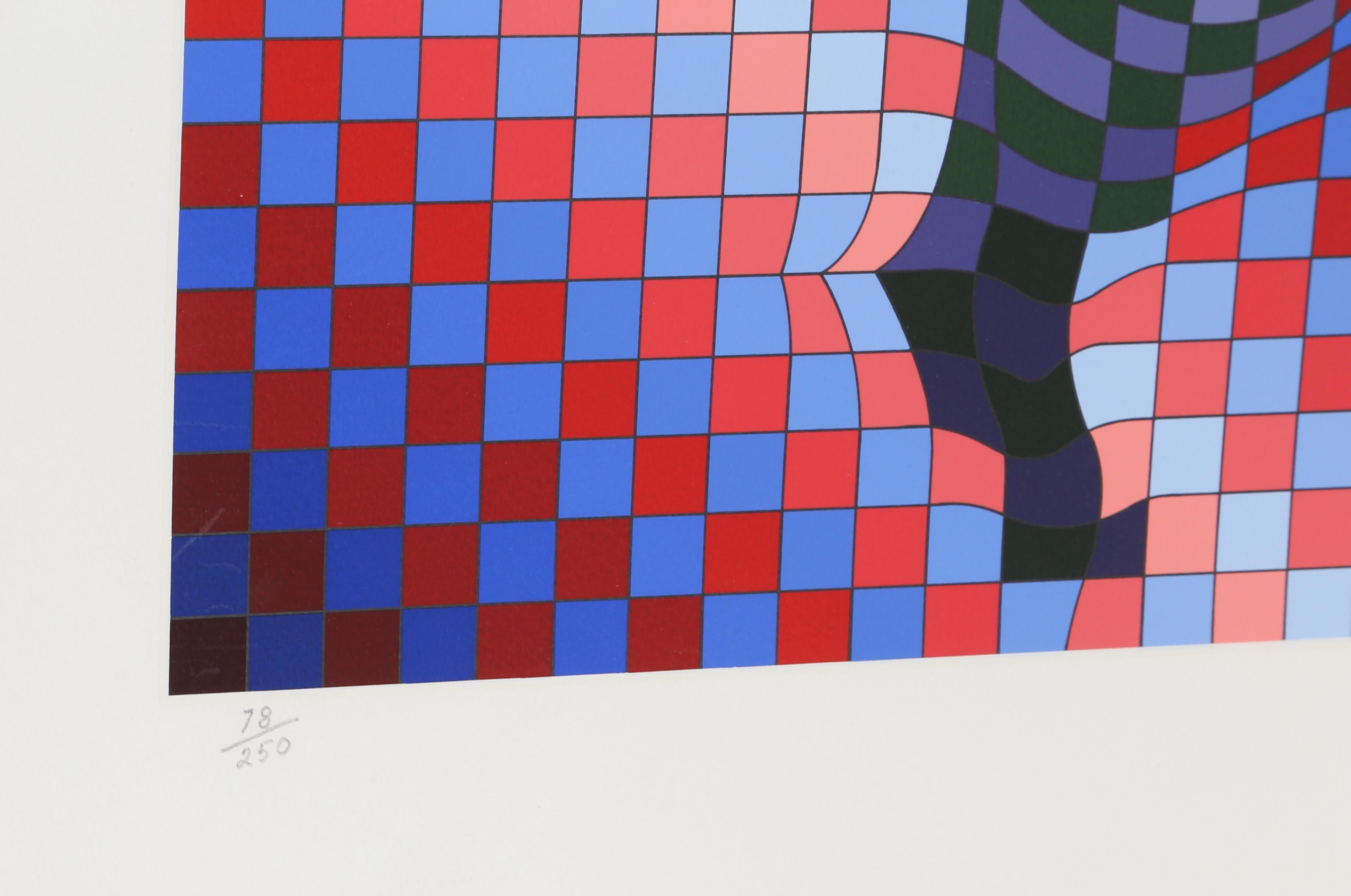 Harlekin, OP Art Siebdruck von Victor Vasarely im Angebot 1