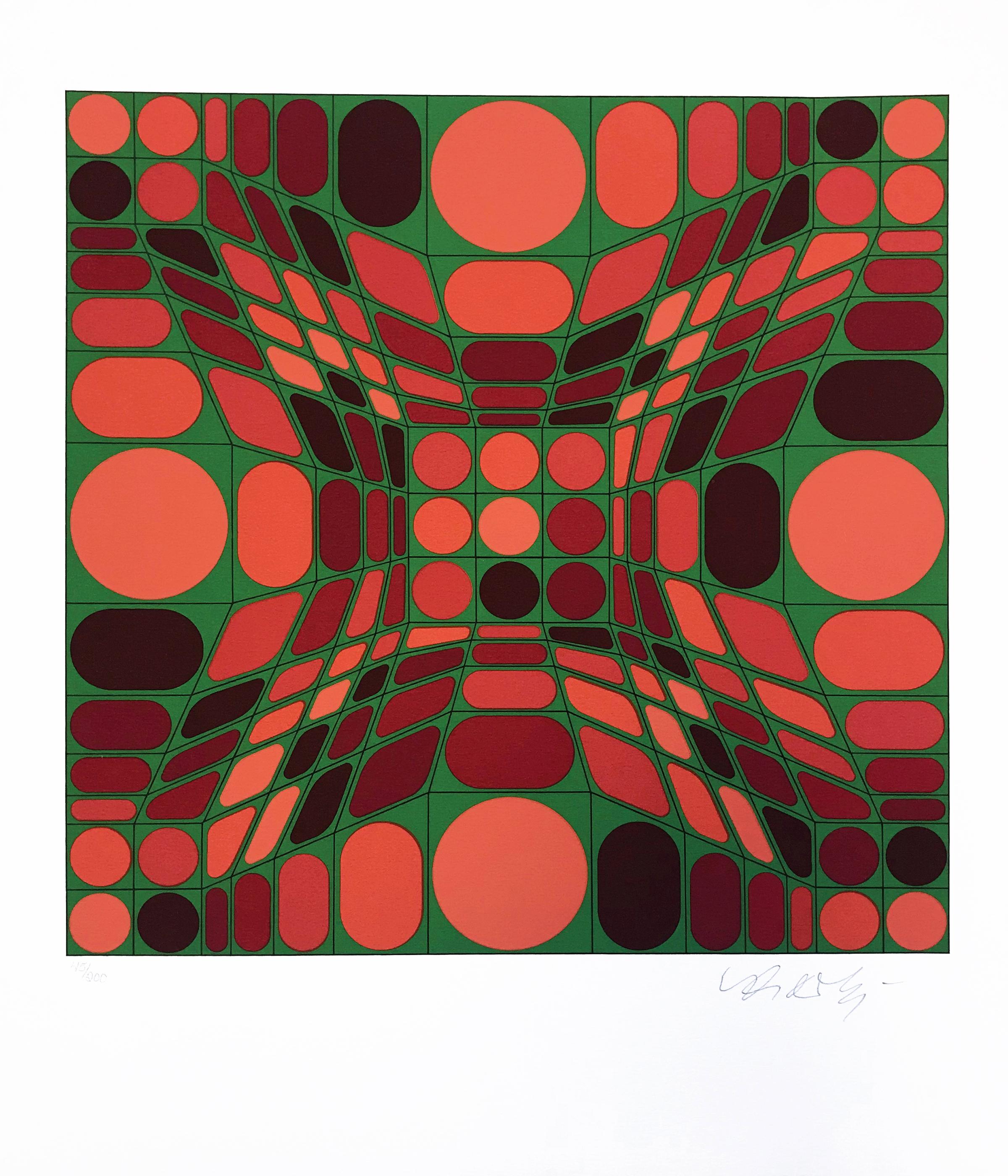 HELIOS SUITE - Gray Abstract Print by Victor Vasarely