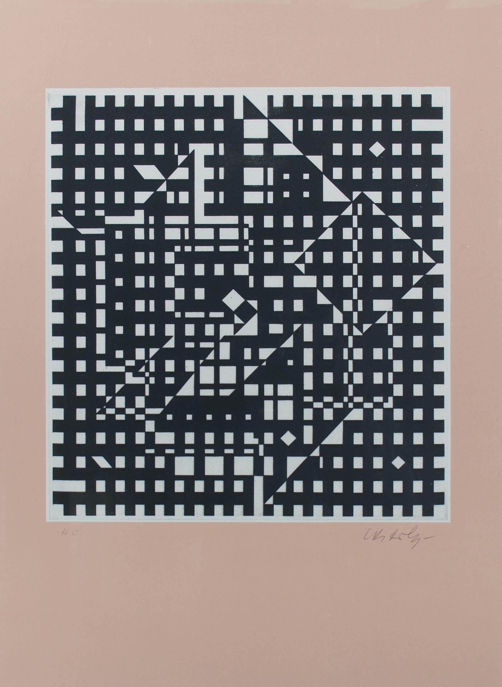 Abstract Print Victor Vasarely - Hommage à Bach IV