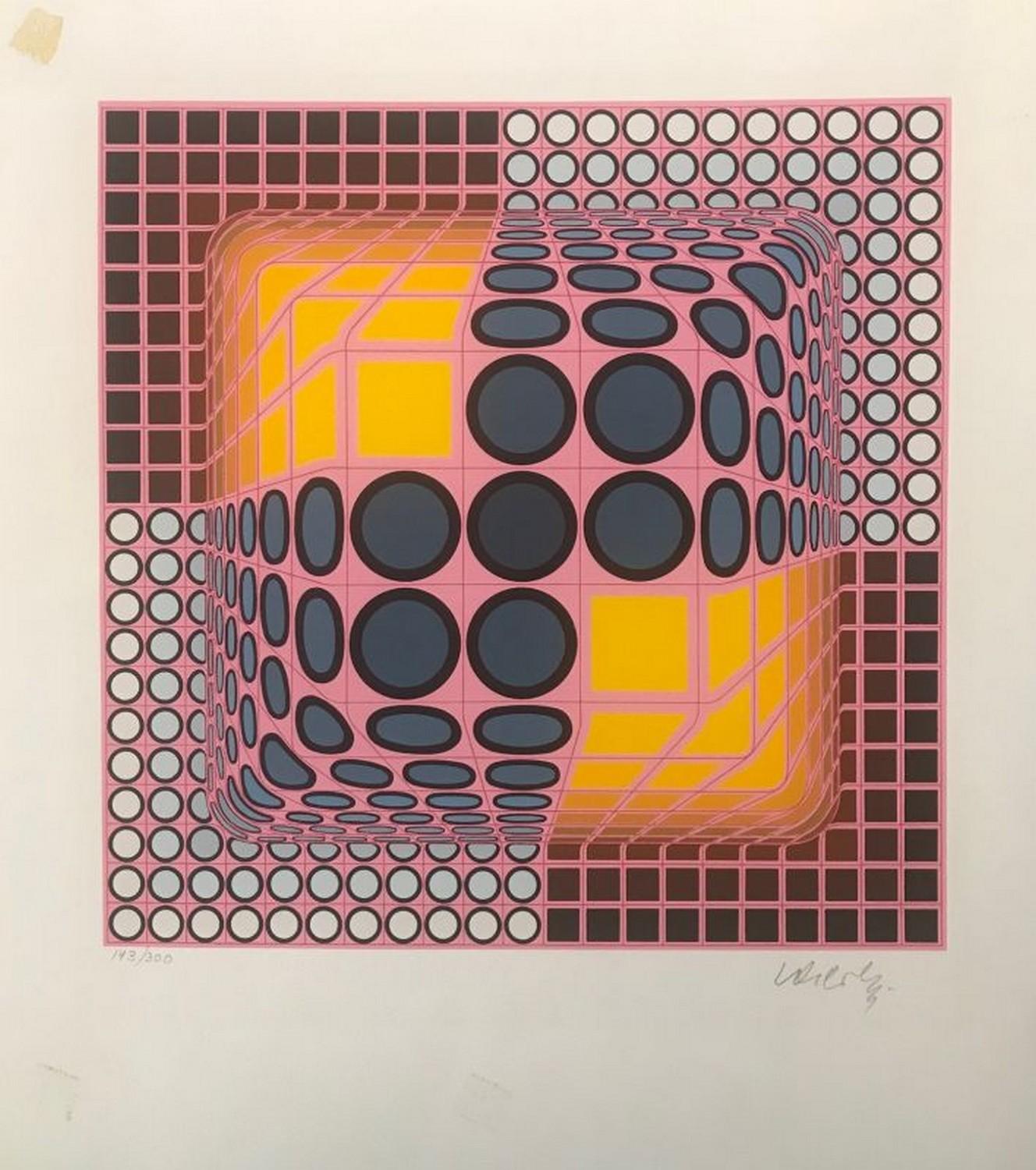 Victor Vasarely Abstract Print - Jenge 