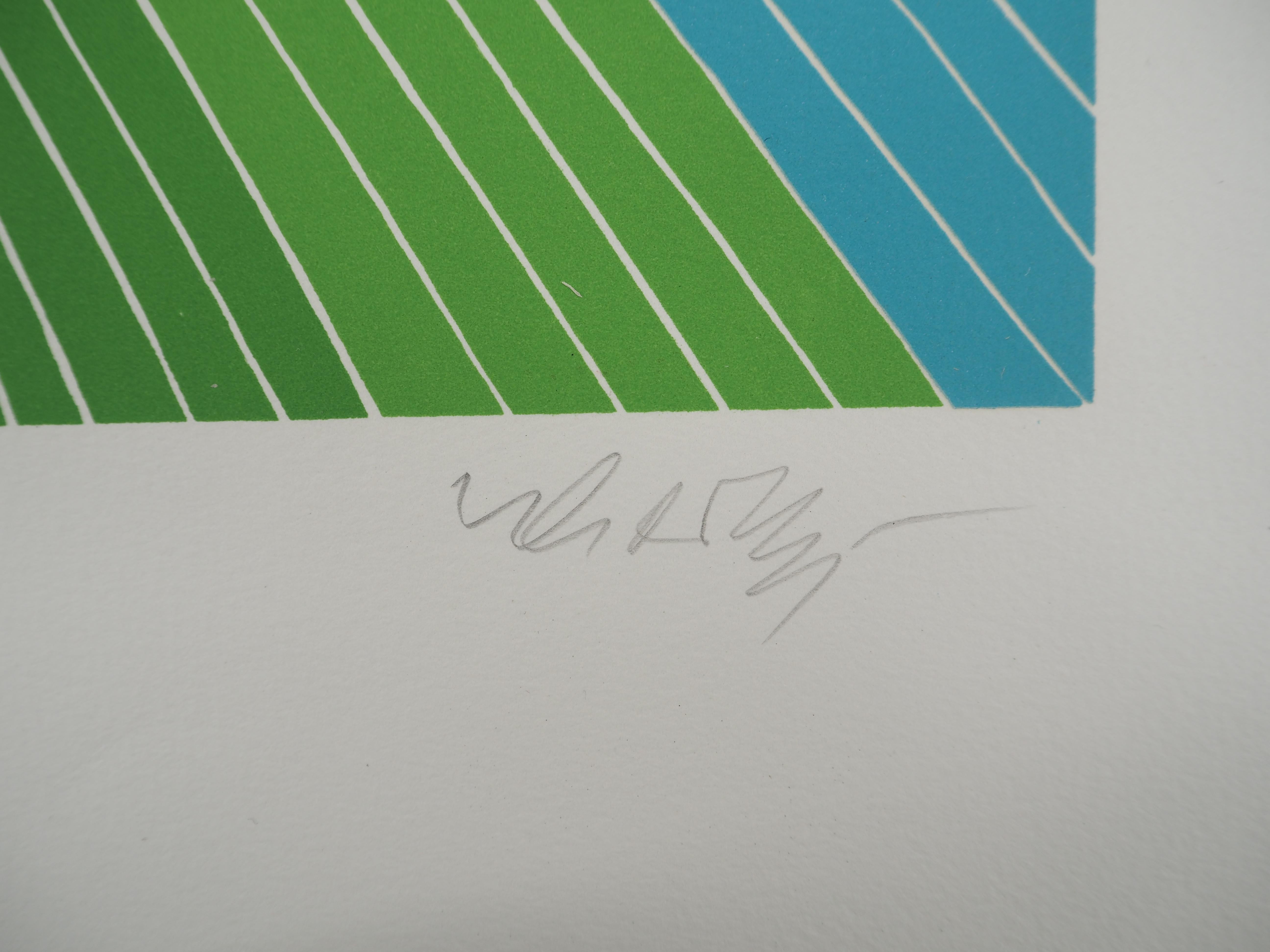 Jumping Zebra (Op Art) - Original Lithograph, HANDSIGNED (Benavides #985) - Print by Victor Vasarely