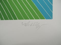 Jumping Zebra (Op Art) - Original Lithograph, HANDSIGNED (Benavides #985)