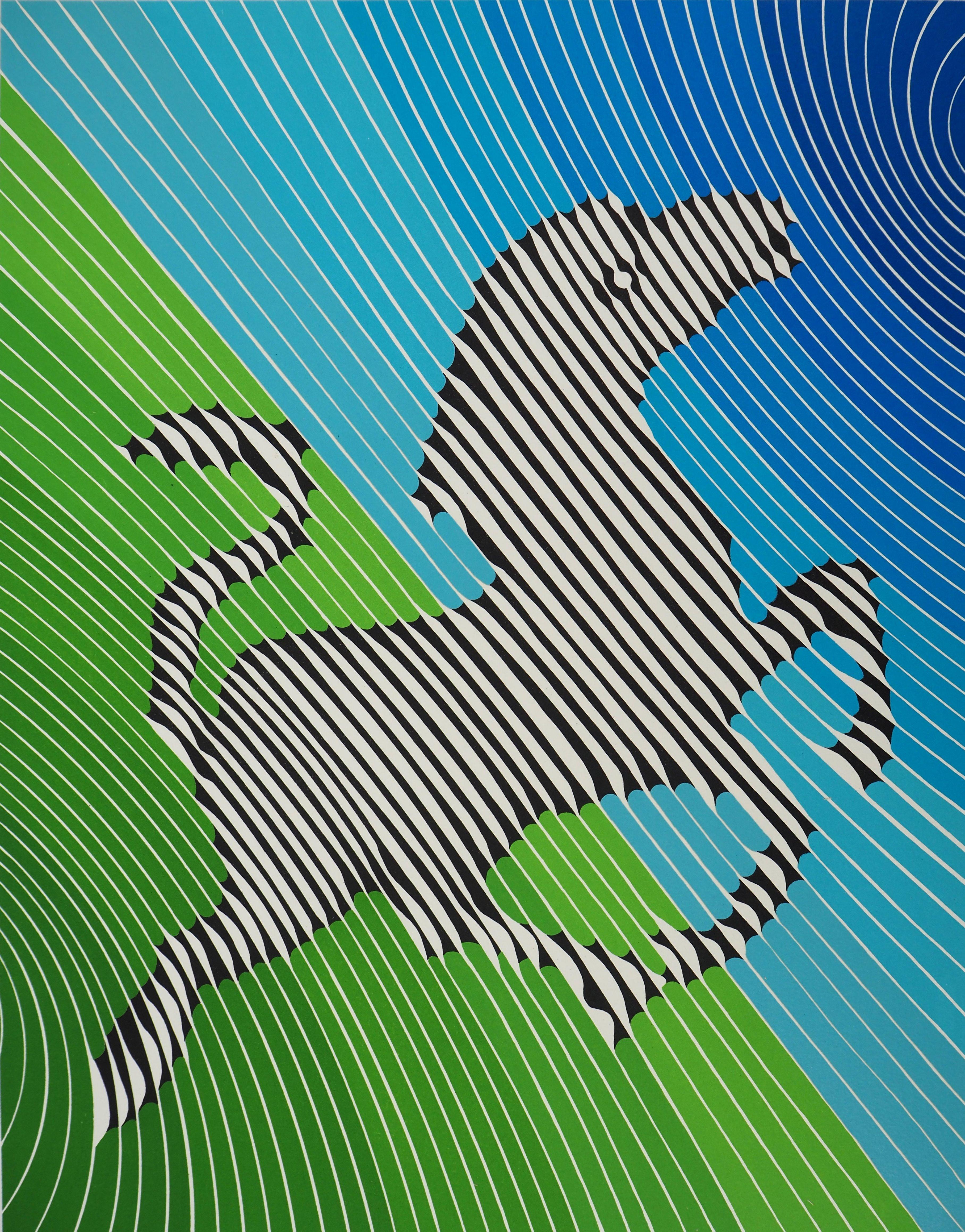 Victor VASARELY
Jumping Zebra (Op Art) , 1984

Original lithograph
Signed in pencil
Numbered /75
On Arches vellum 61 x 47 cm (c. 24 x 19 in)

REFRENCE : Catalog raisonne Vasarely Printed edition, Benavides #985

Excellent condition