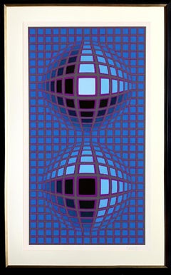 Kardoe, Framed OP Art Silkscreen by Victor Vasarely