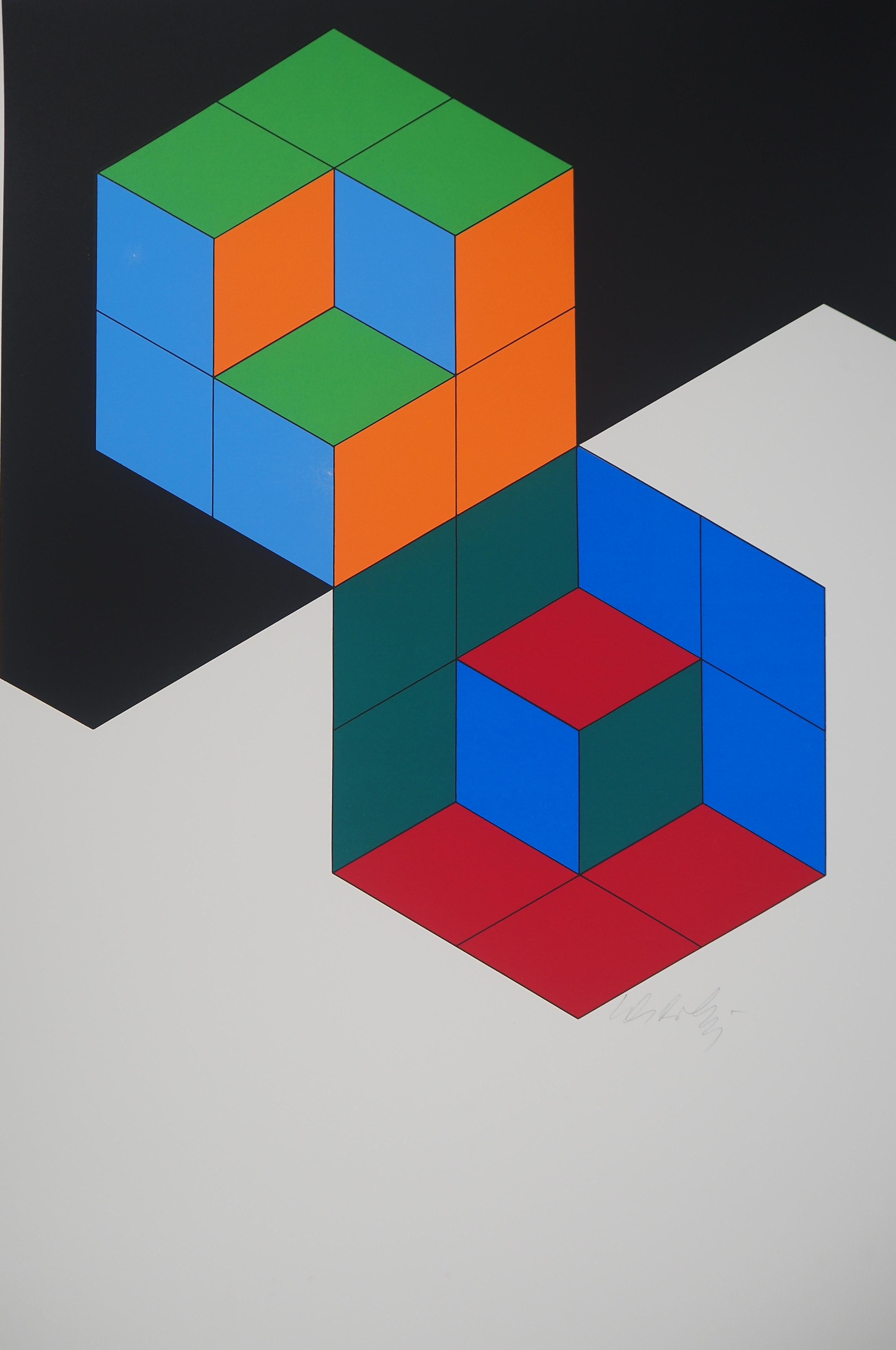 Victor Vasarely (1906-1997)
Kinetic Composition Bi-Hexa, 1975

Original Screen Print 
Handsigned in pencil 
Numbered / 300
On Arches vellum 76 x 56 cm (c. 30 x 22 in) 

REFERENCE : Catalog raisonne Benavides #732

Very good condition, small foxing