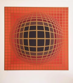 Kinetic Composition, Red Sphere (Domb B, Op Art) 