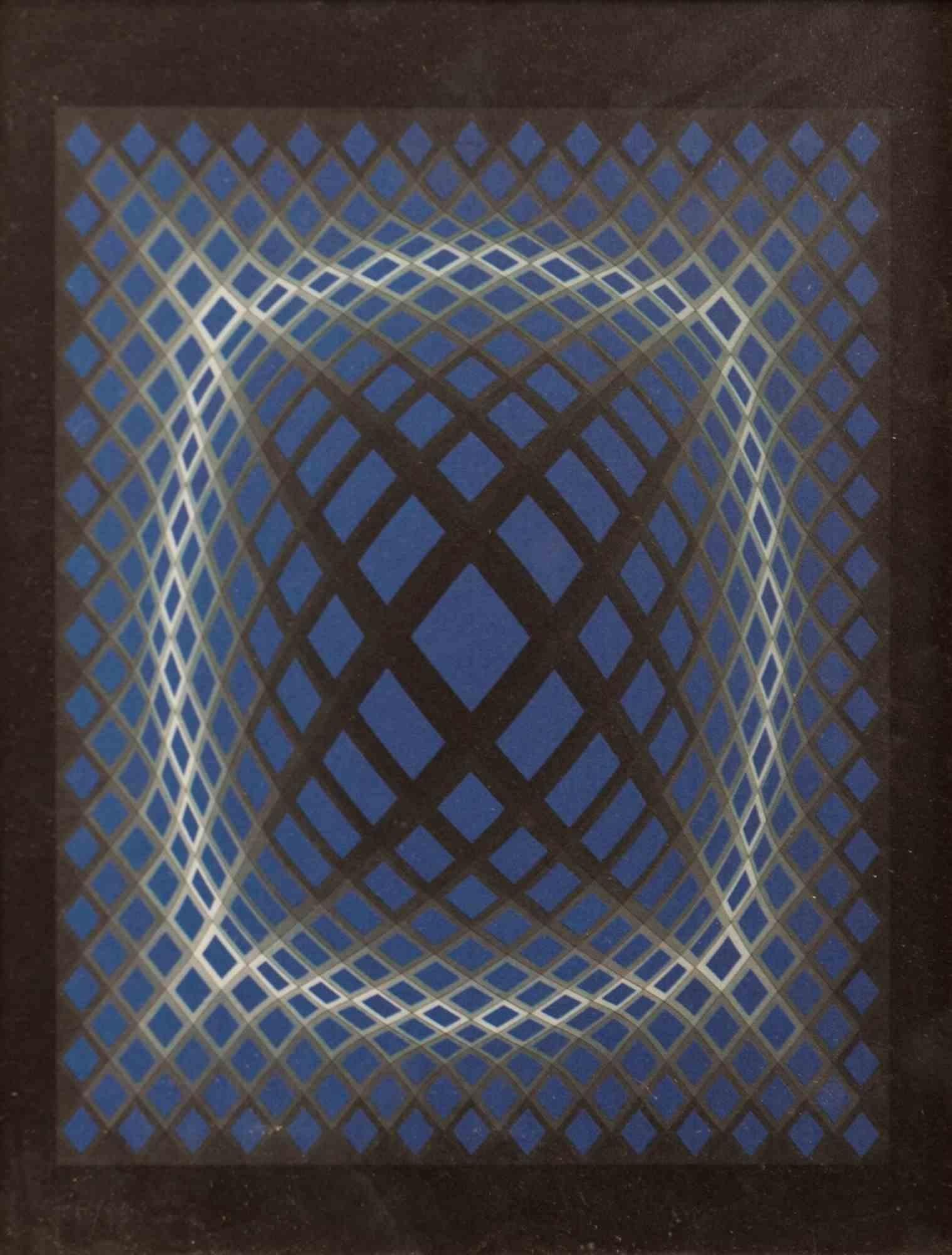 Abstract Print Victor Vasarely - Lattice - Srigraphie de V. Vasarely - annes 1980
