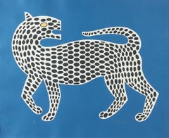 Leopard (Blue) Screenprint, Op Art, Signed, Edition 91 of 100, Framed