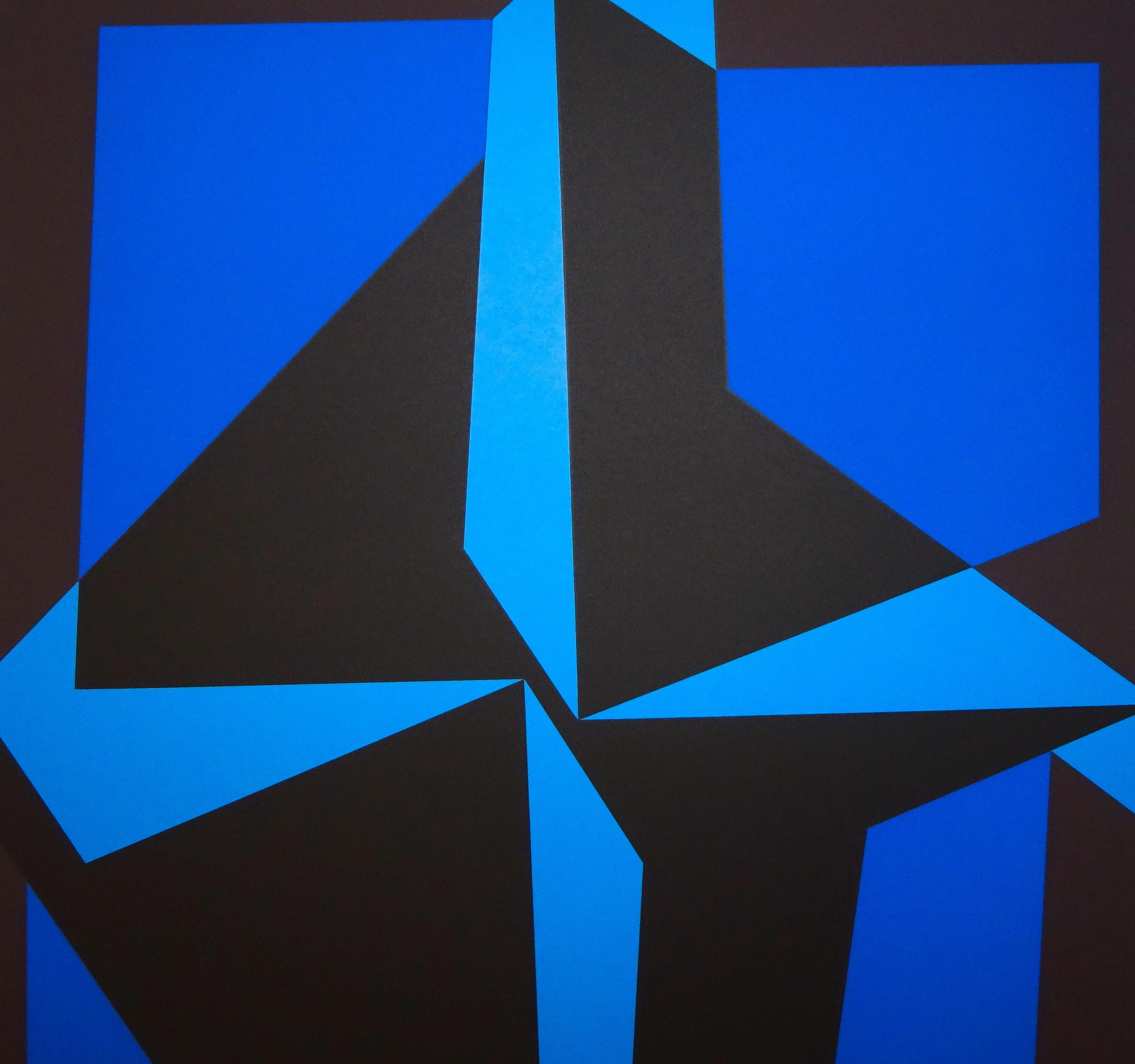 Mixed Blue Composition  - 1980s - Victor Vasarely - Serigraph - Contemporary 1
