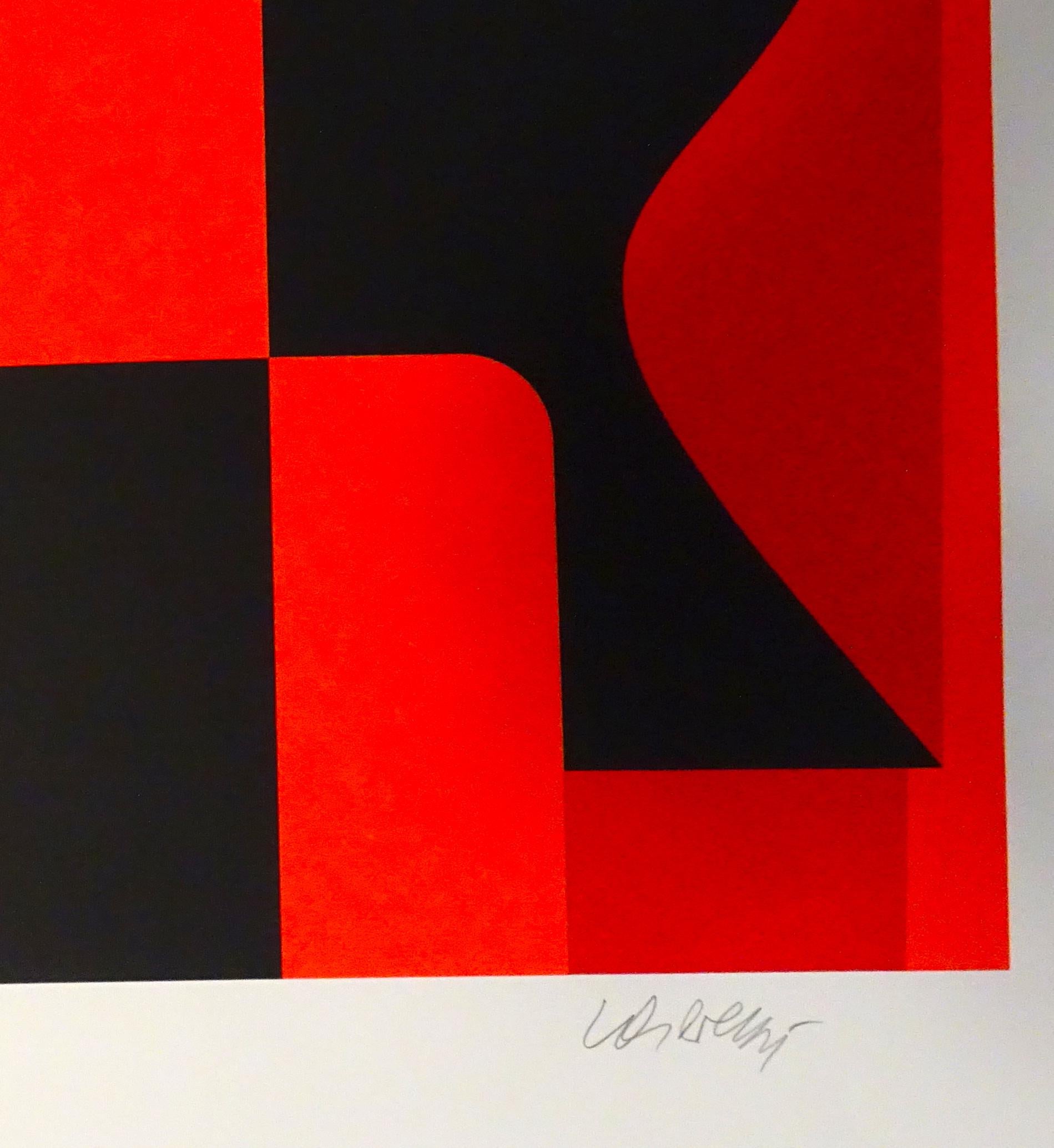 Mixed Red Composition - 1980s - Victor Vasarely - Serigraph - Contemporary 1