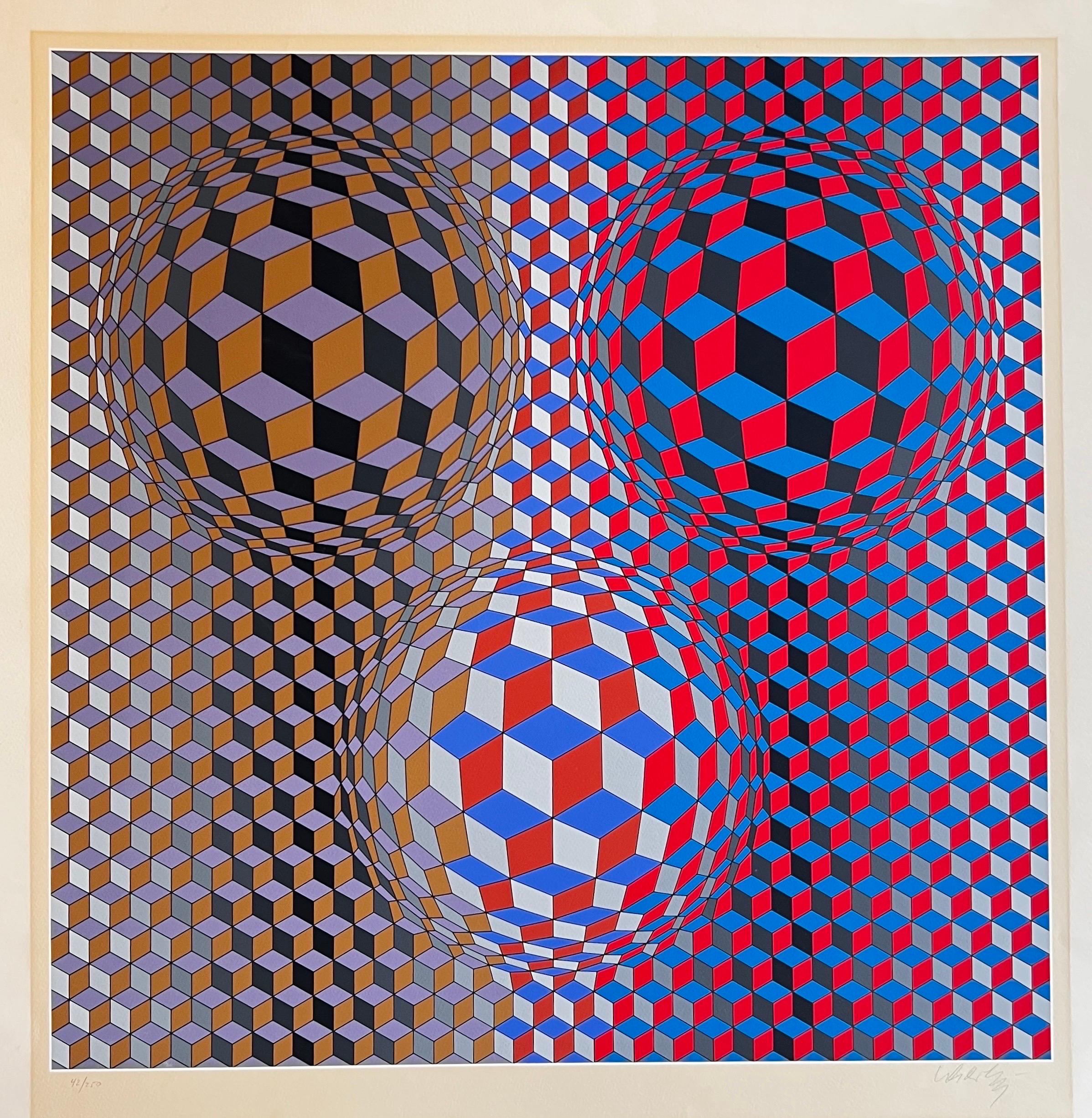 Presenting an authentic edition work by the esteemed artist Victor Vasarely, renowned for his distinct artistic style and captivating visual language. This limited edition piece offers viewers a glimpse into Vasarely's unique artistic
