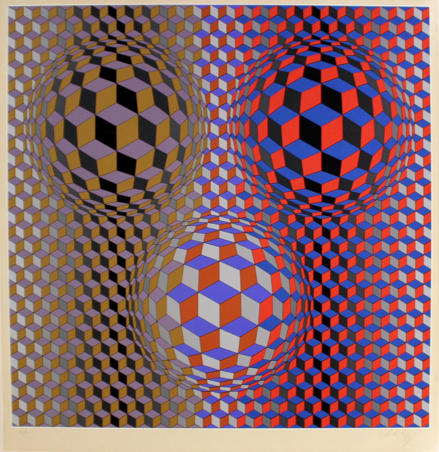 Victor Vasarely Abstract Print - Nebulus 