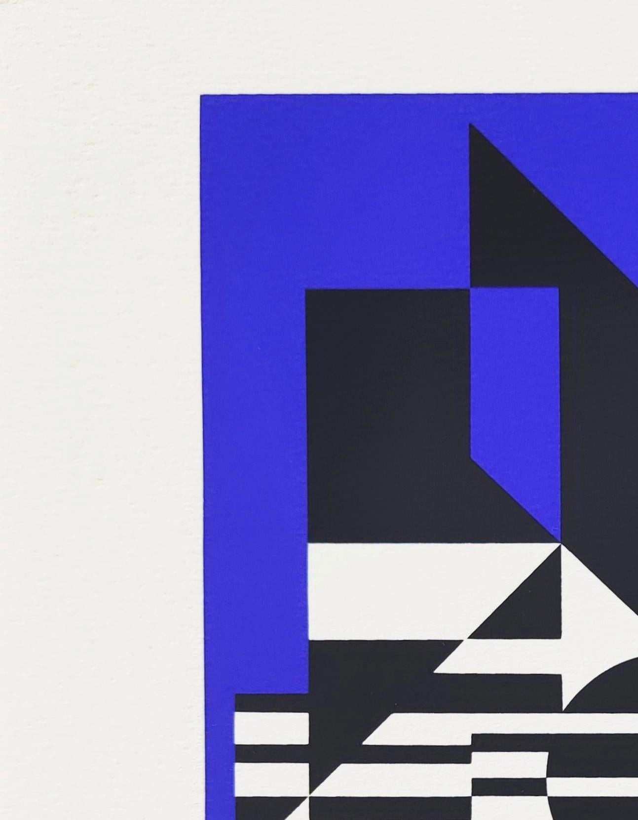 OB-Bleu - Print by Victor Vasarely