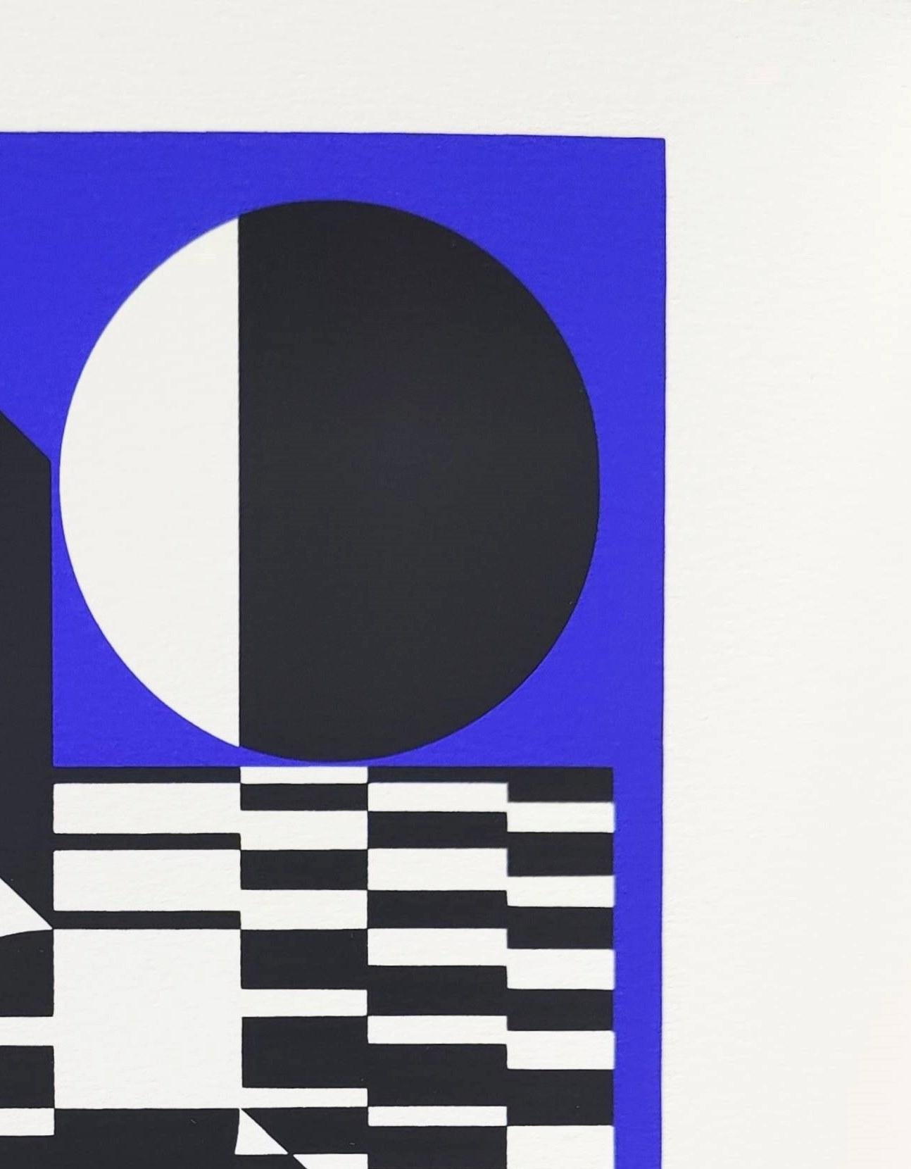 OB-Bleu - Op Art Print by Victor Vasarely